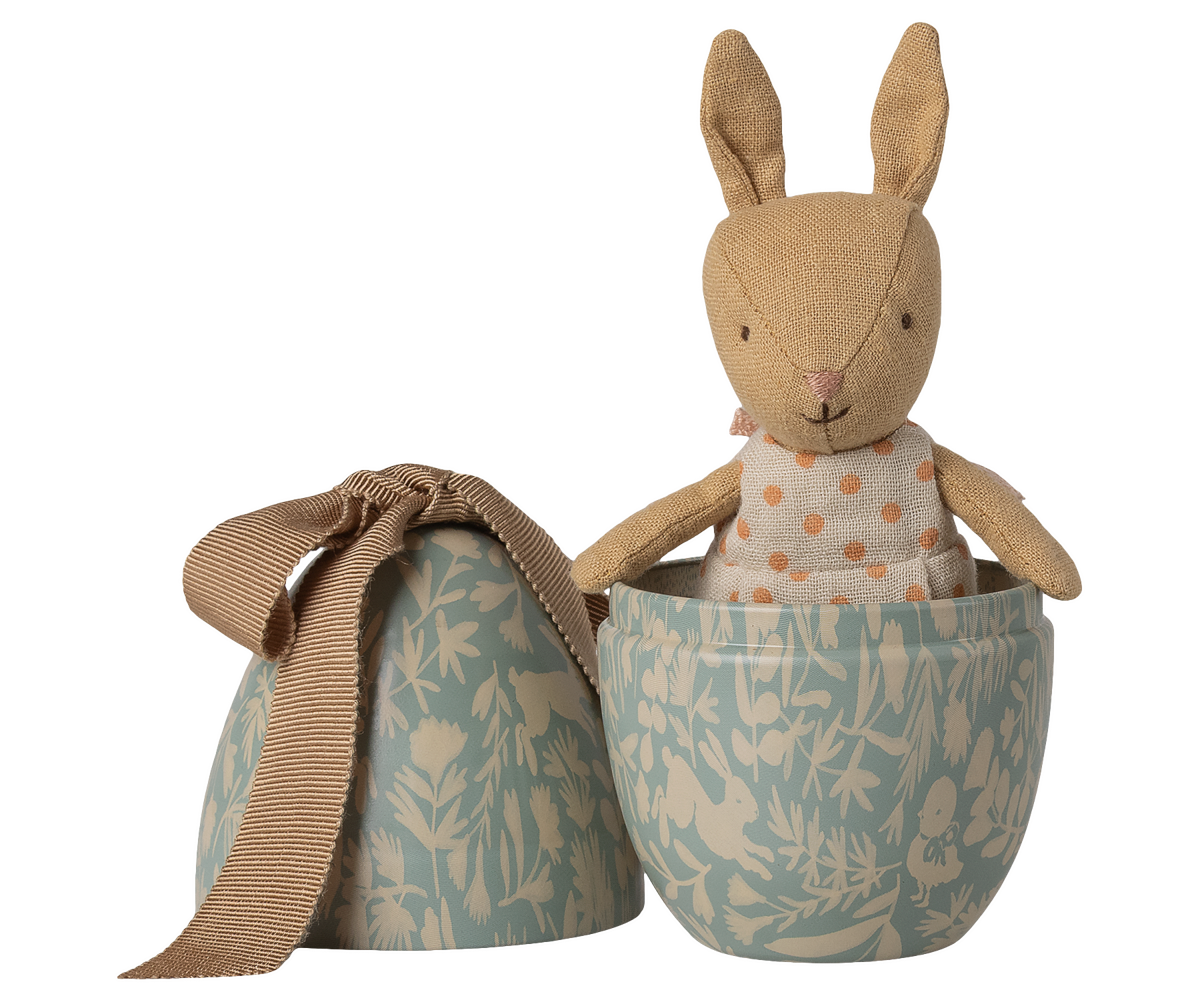 Maileg Påskeæg med mikro kanin - Lys blå