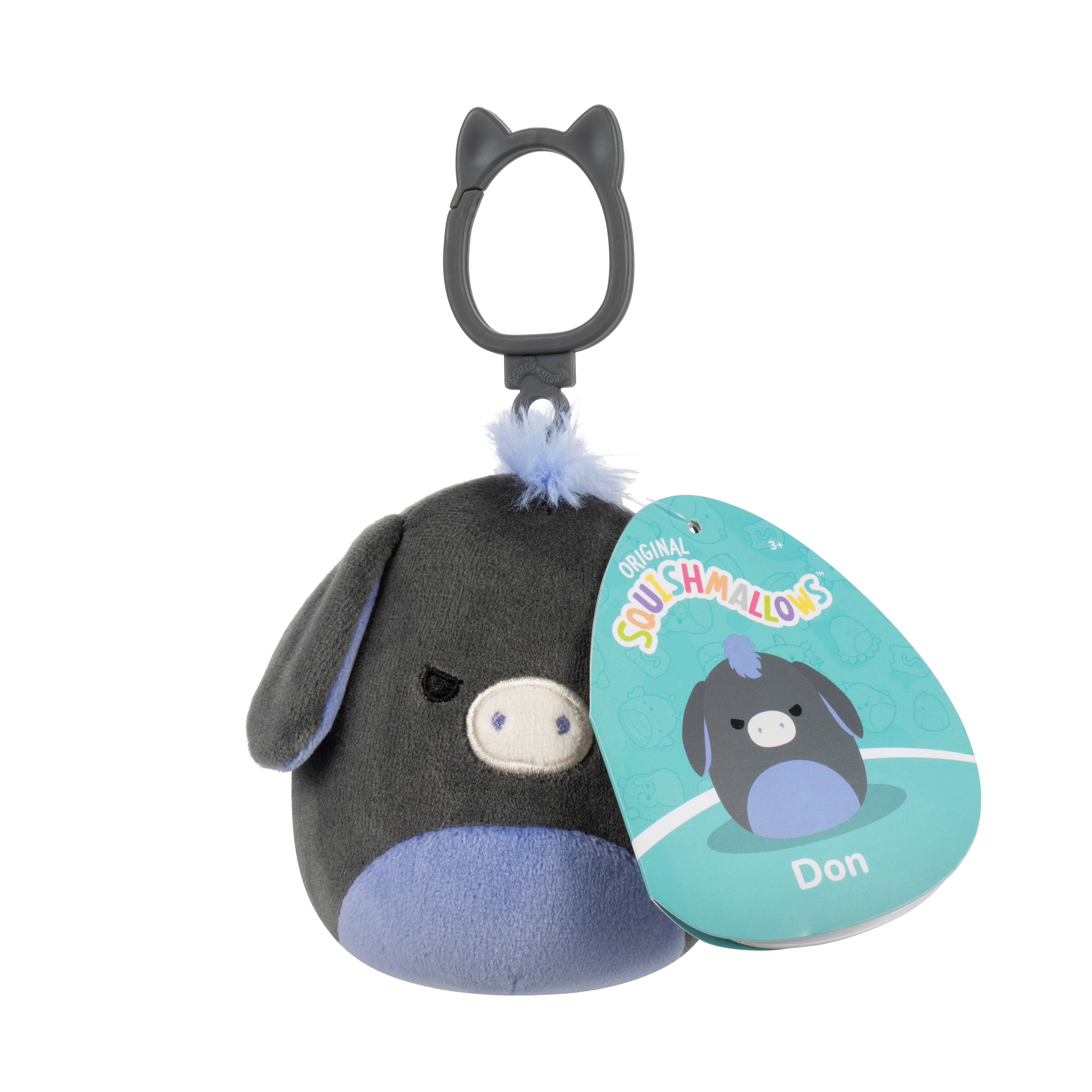 Squishmallows Bamse - 9 cm - Don Donkey - Clip On