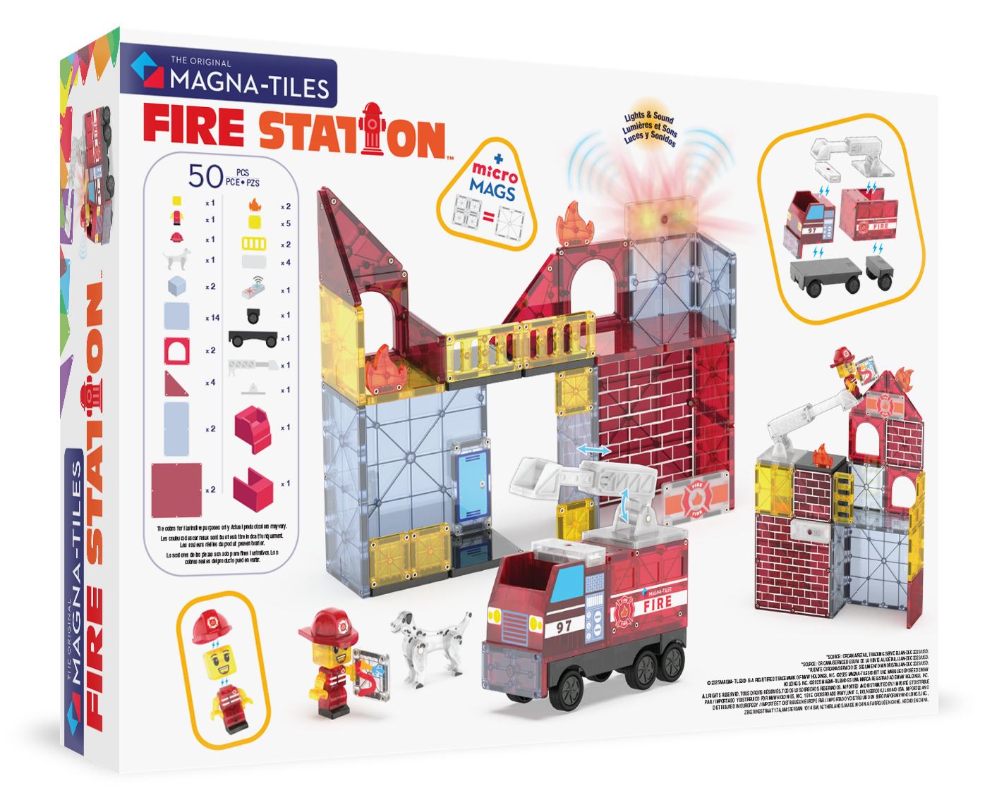 Magna-Tiles Magnetisk Legetøj - Fire Station 50 dele