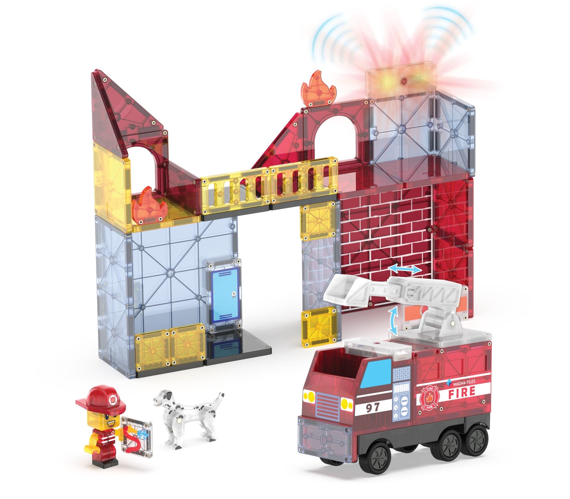 Magna-Tiles Magnetisk Legetøj - Fire Station 50 dele