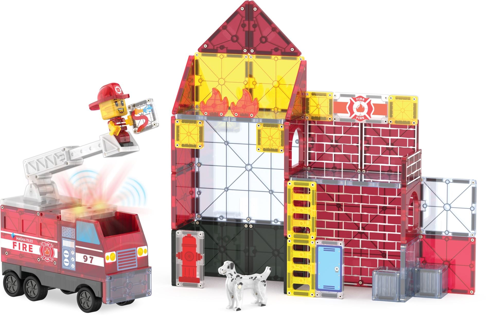 Magna-Tiles Magnetisk Legetøj - Fire Station 50 dele