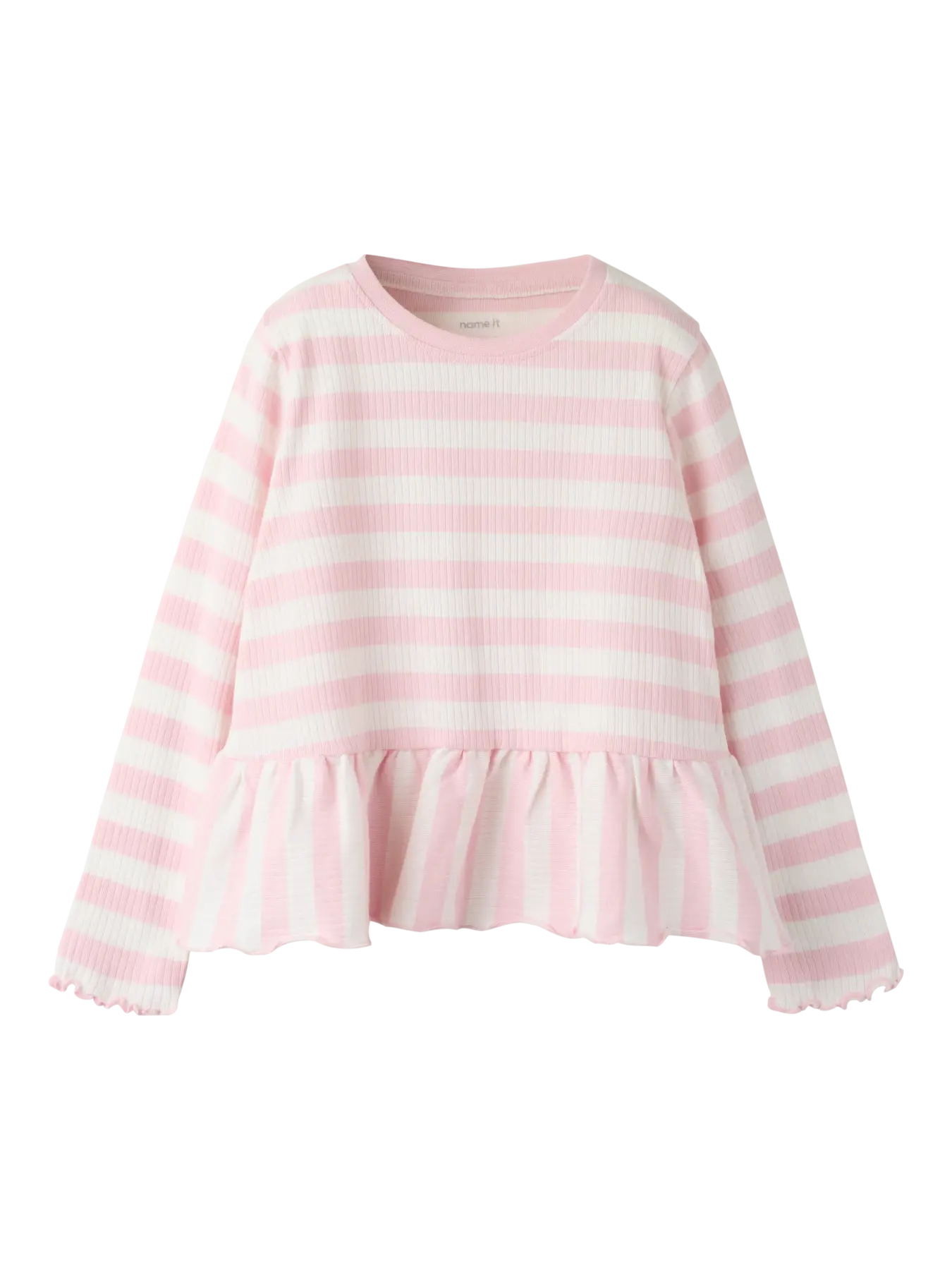 Name It - Nilje LS Peplum Top - Parfait Pink / Cloud Dancer