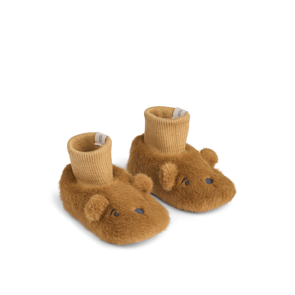 Liewood Beth Bjørne Plush Slippers - Golden Caramel