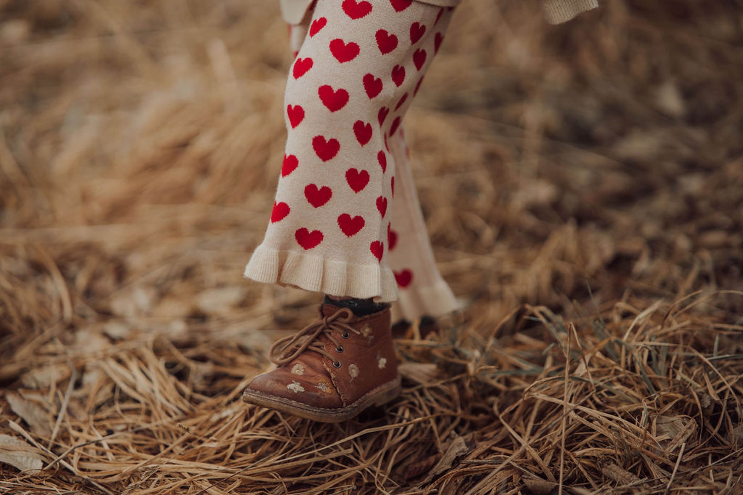 Fliink Alon Heart Ruffle Pant - Pompeian Red/Sandshell
