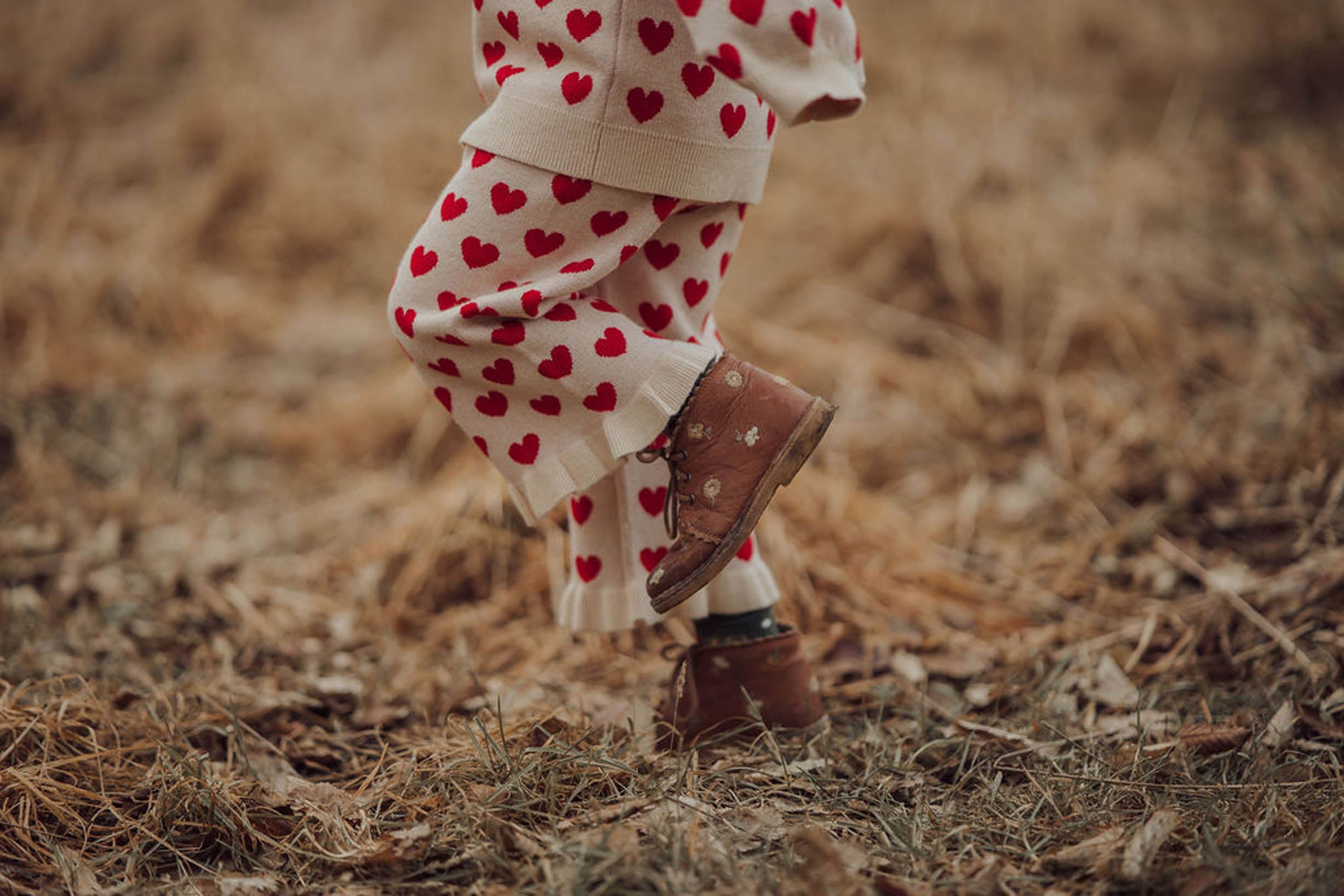 Fliink Alon Heart Ruffle Pant - Pompeian Red/Sandshell