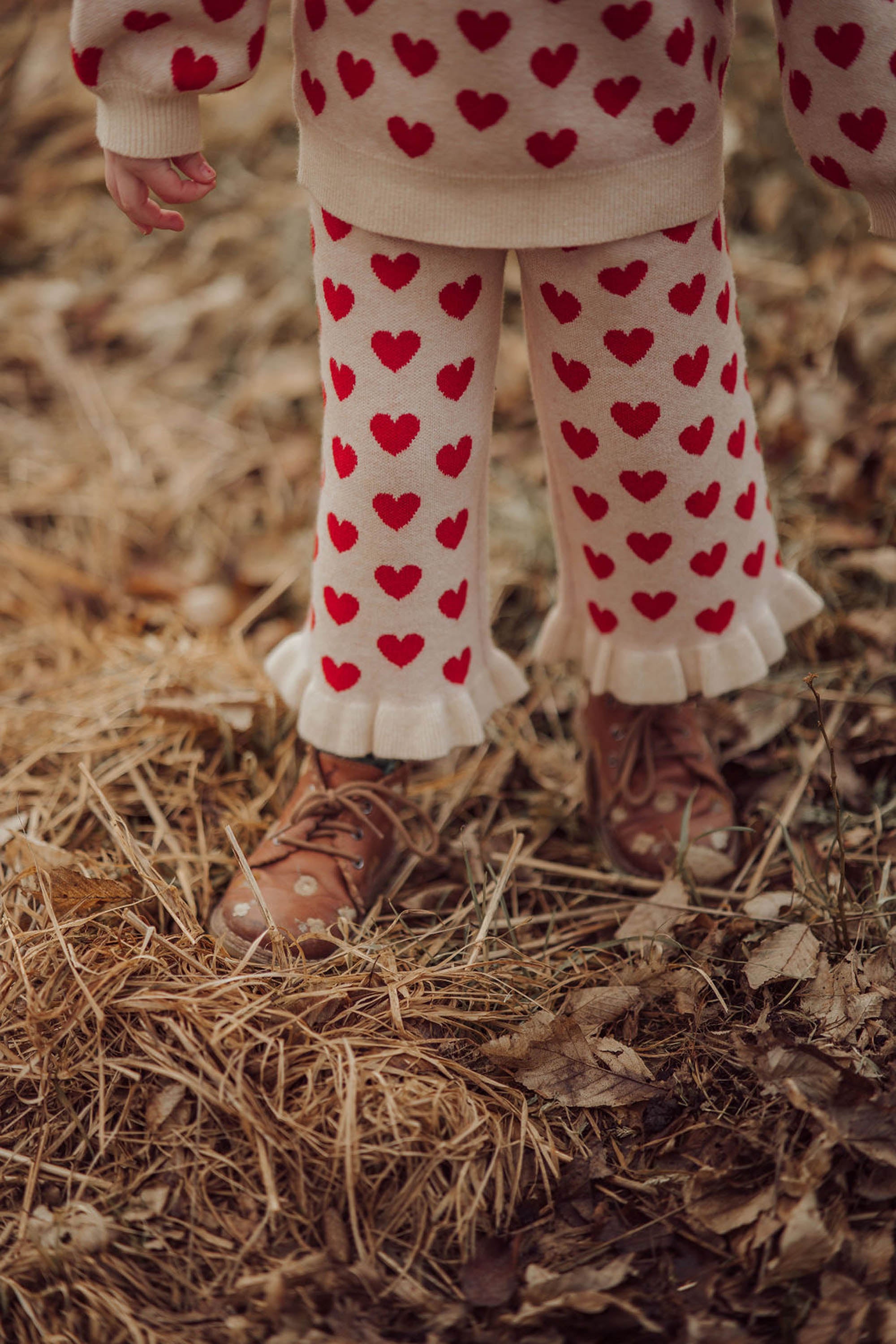 Fliink Alon Heart Ruffle Pant - Pompeian Red/Sandshell