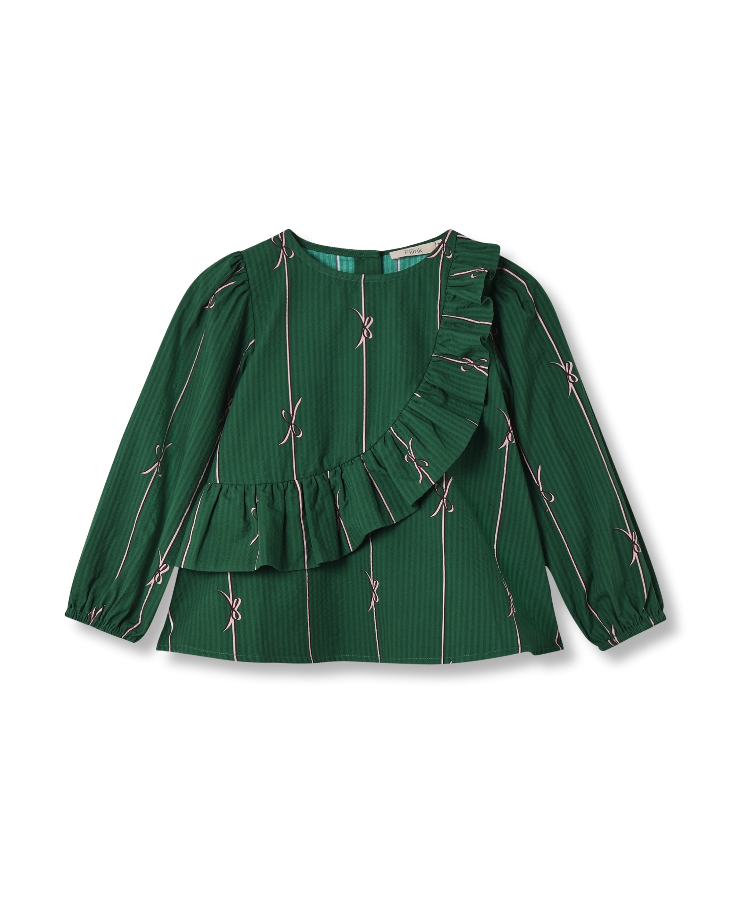 Fliink Bowie LS Blouse - Hunter Green Bow