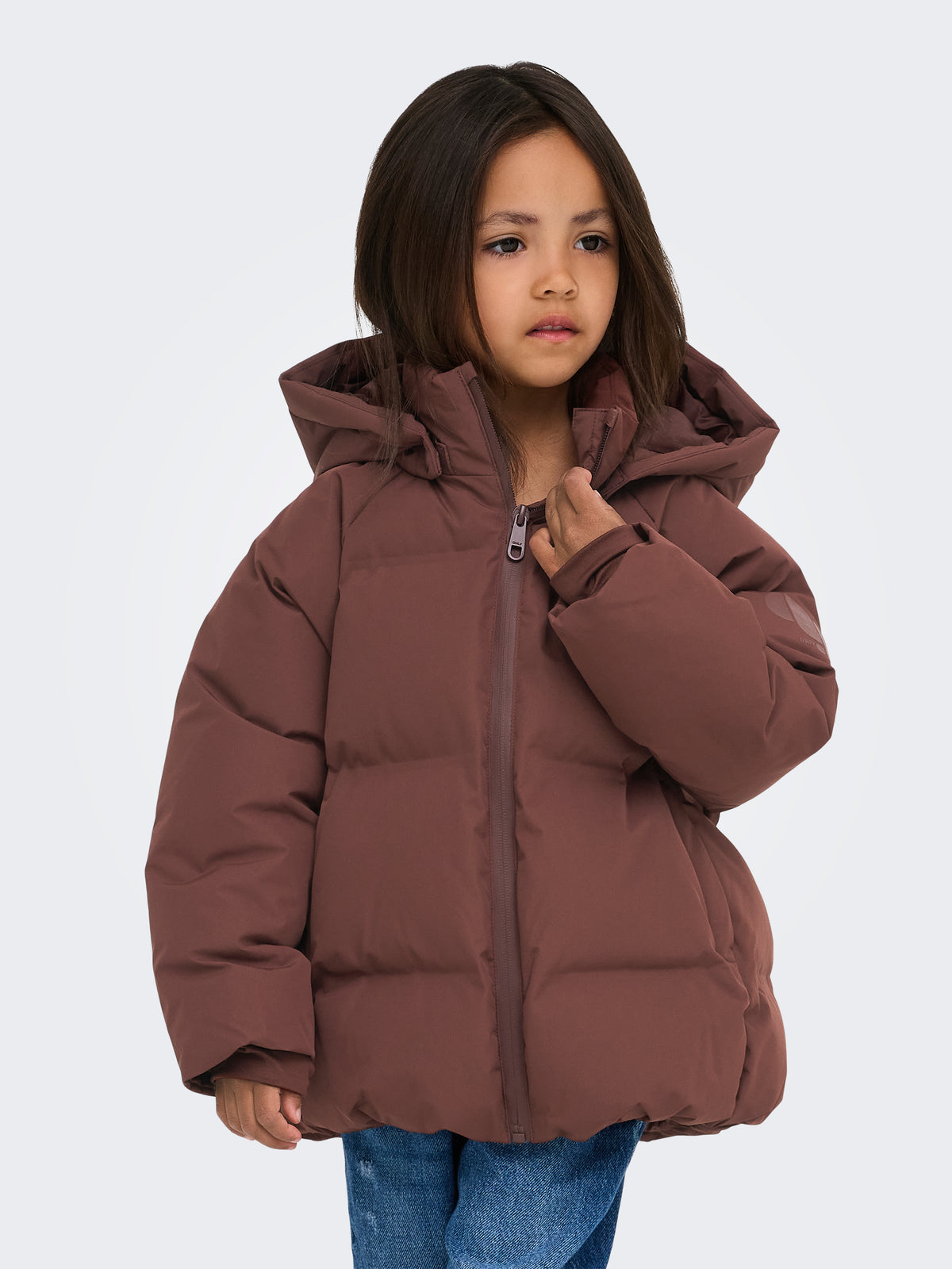 Only Mini Ellie - Functional Hood Puff Jacket - Brown Stone