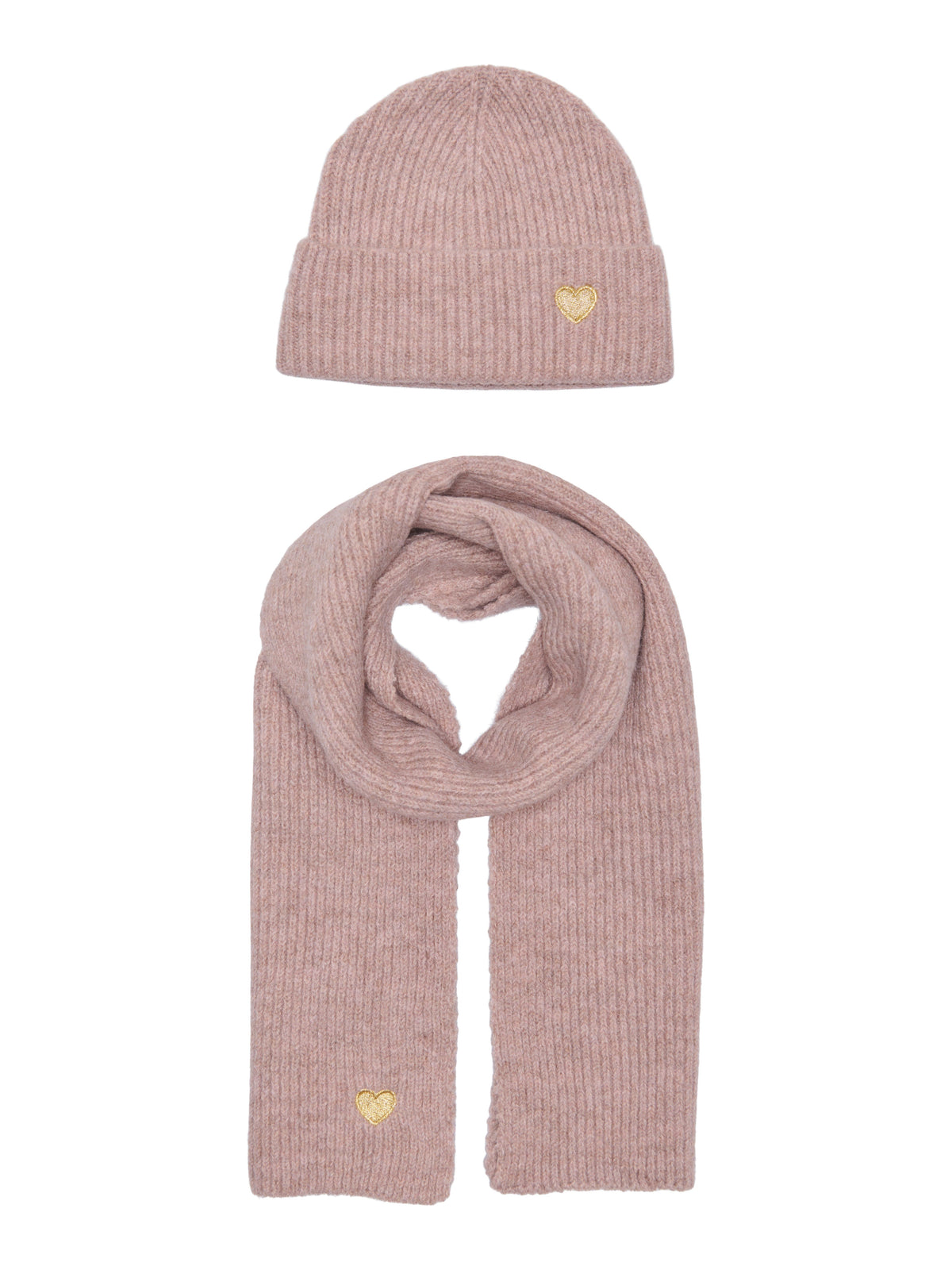 Only Mini Avery - Life Scarf & Beanie Set - Twilight Mauve Melange / Gold Heart