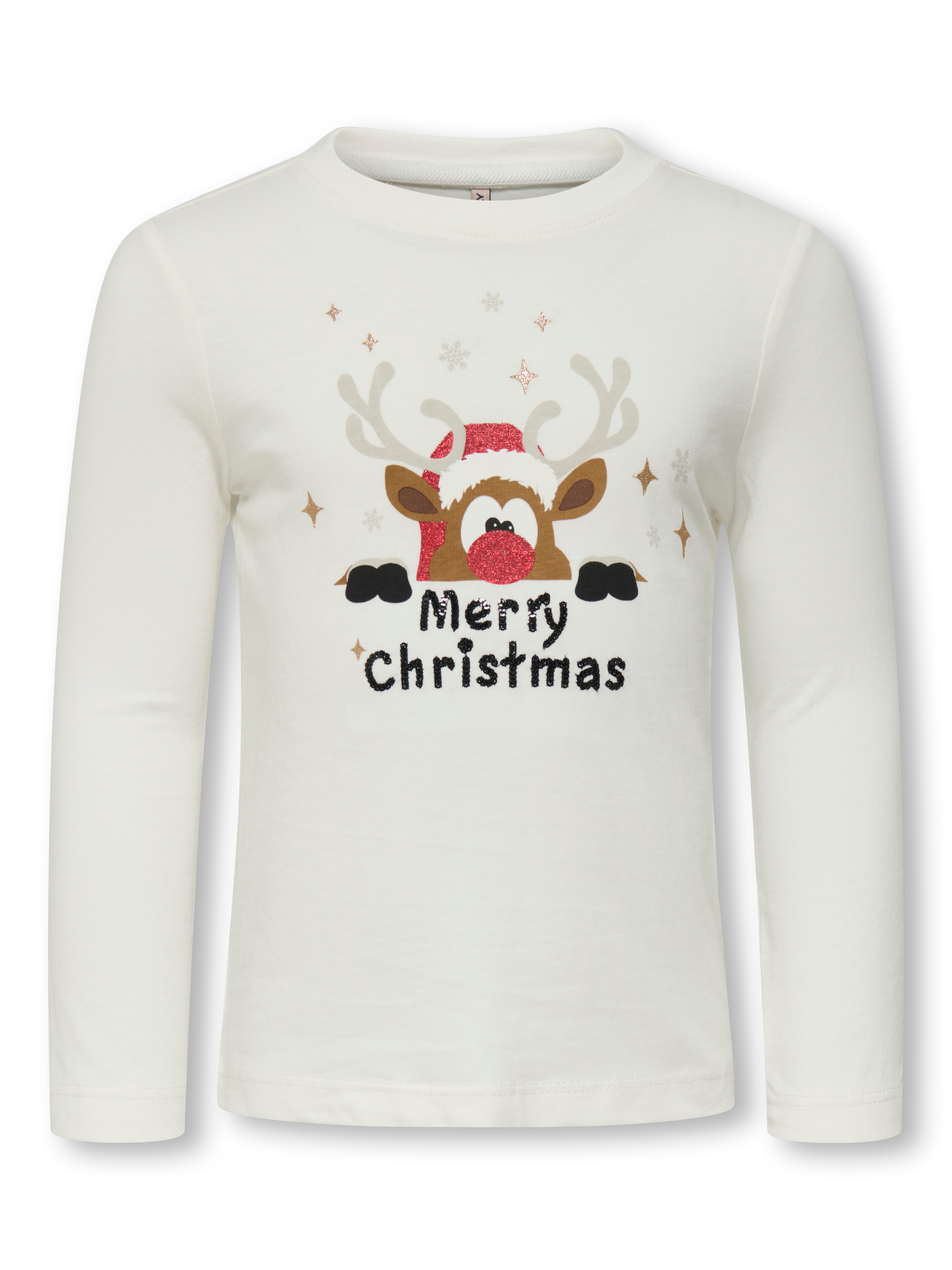 Only Mini Xmas Life Yrsa Christmas Top - Cloud Dancer