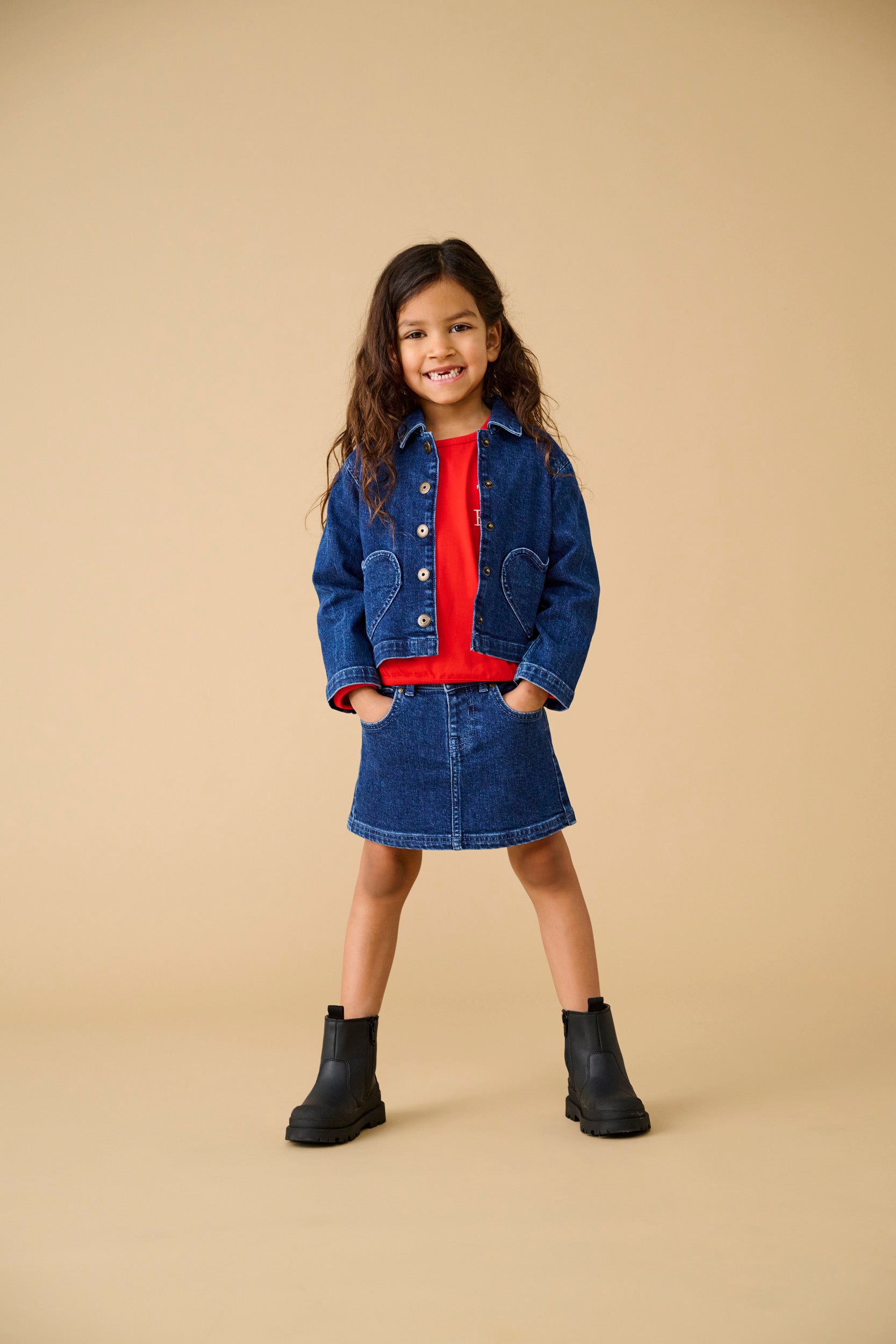 Only Mini Ofelia Heart Mini Shirt - Dark Blue Denim