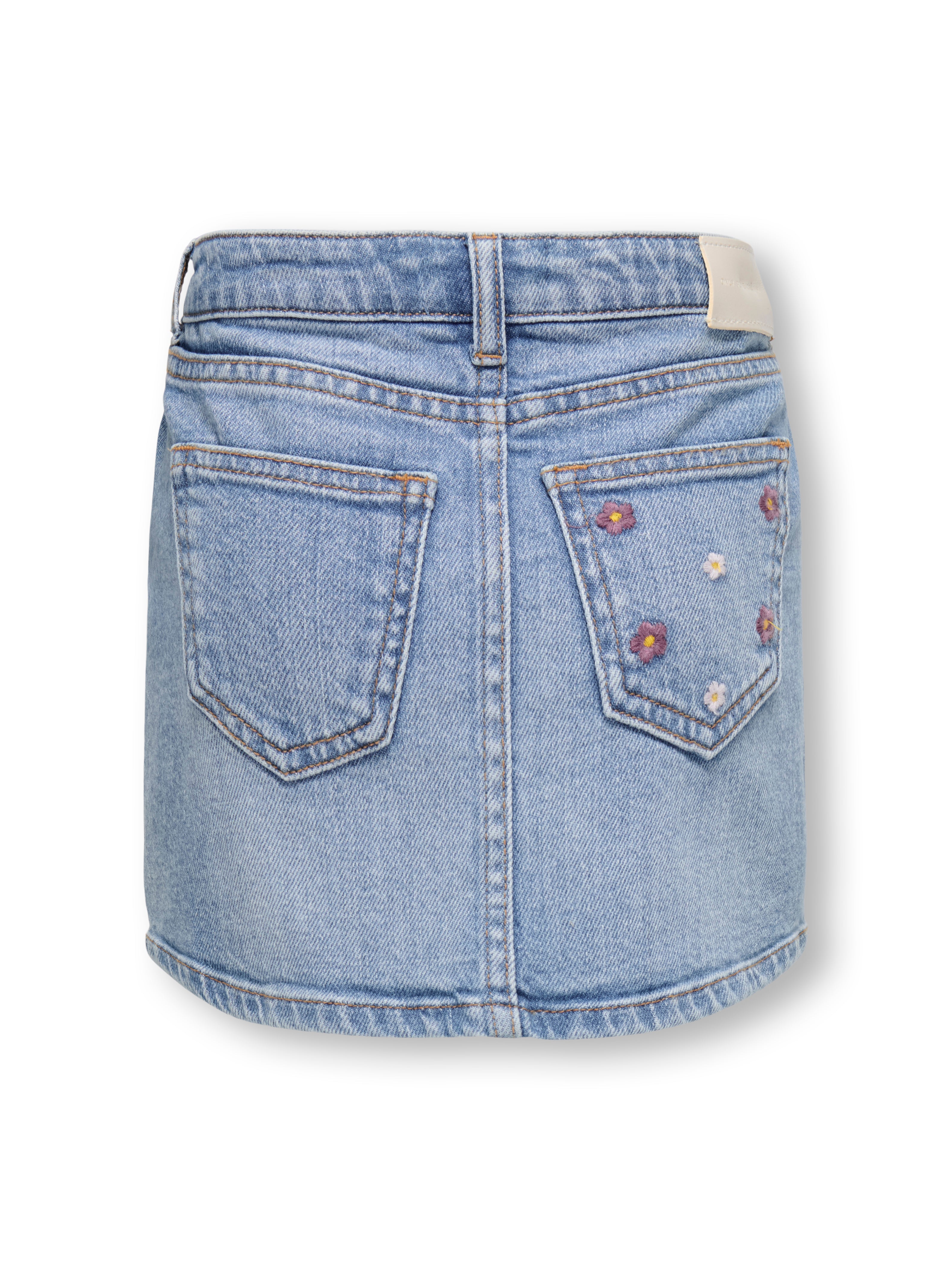 Only Mini Smilla Flower Denim Shirt - Light Blue Denim