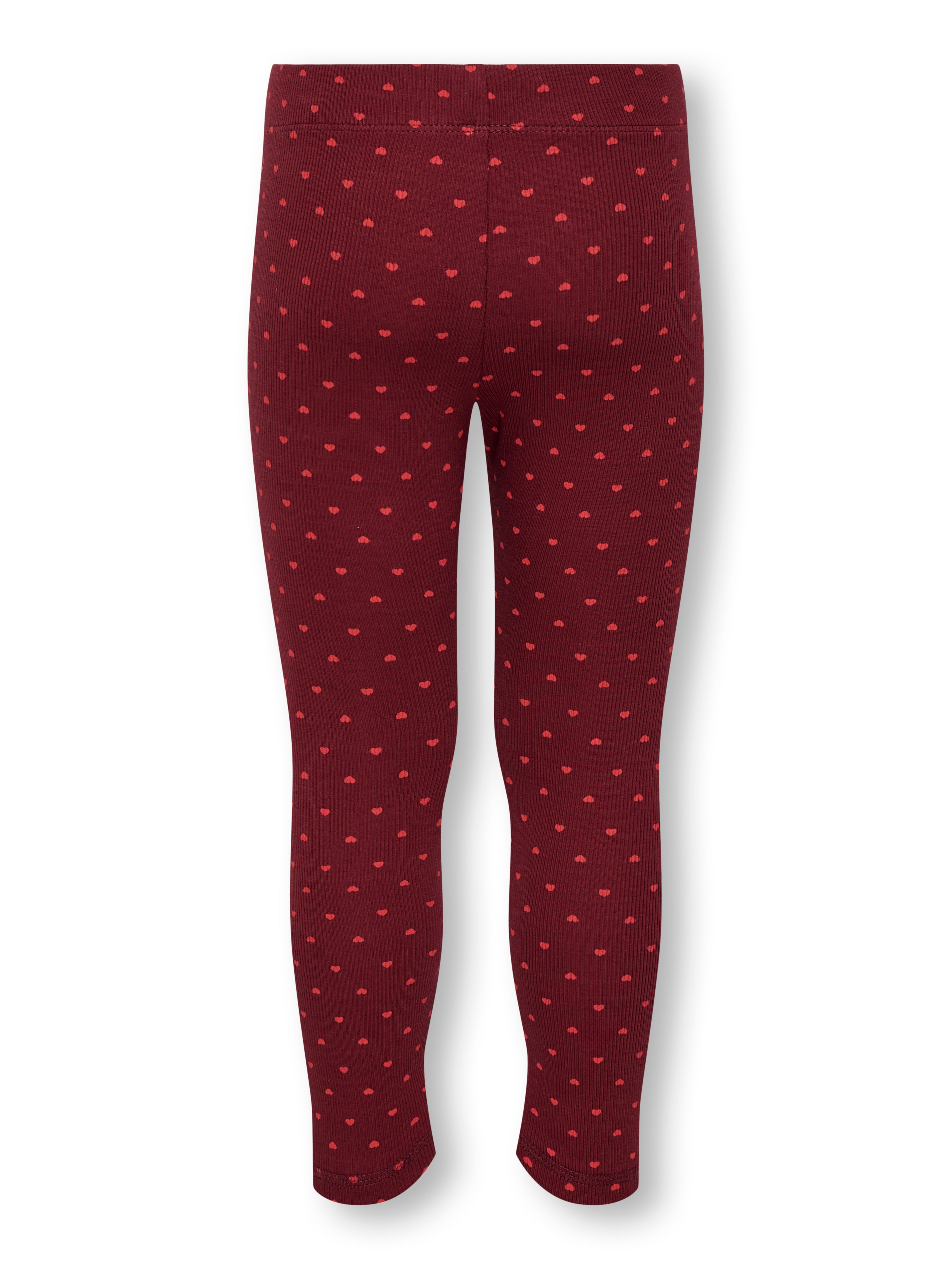 Only Mini Trinny Life Leggings - Cabernet/Hearts