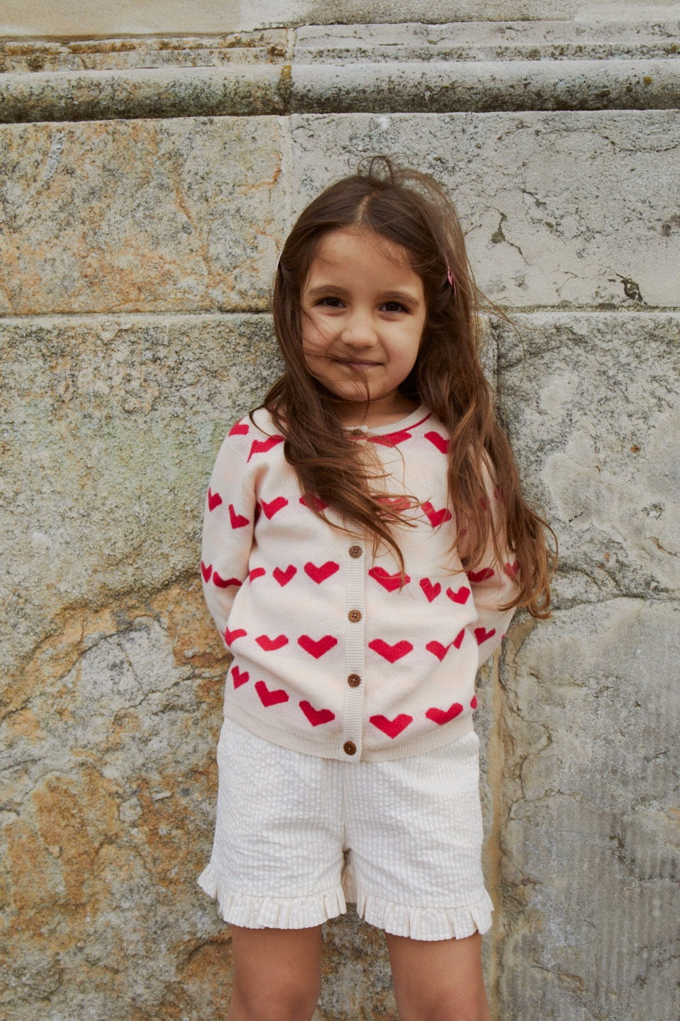 Copenhagen Colors Strik Cardigan med hjerter - Berry