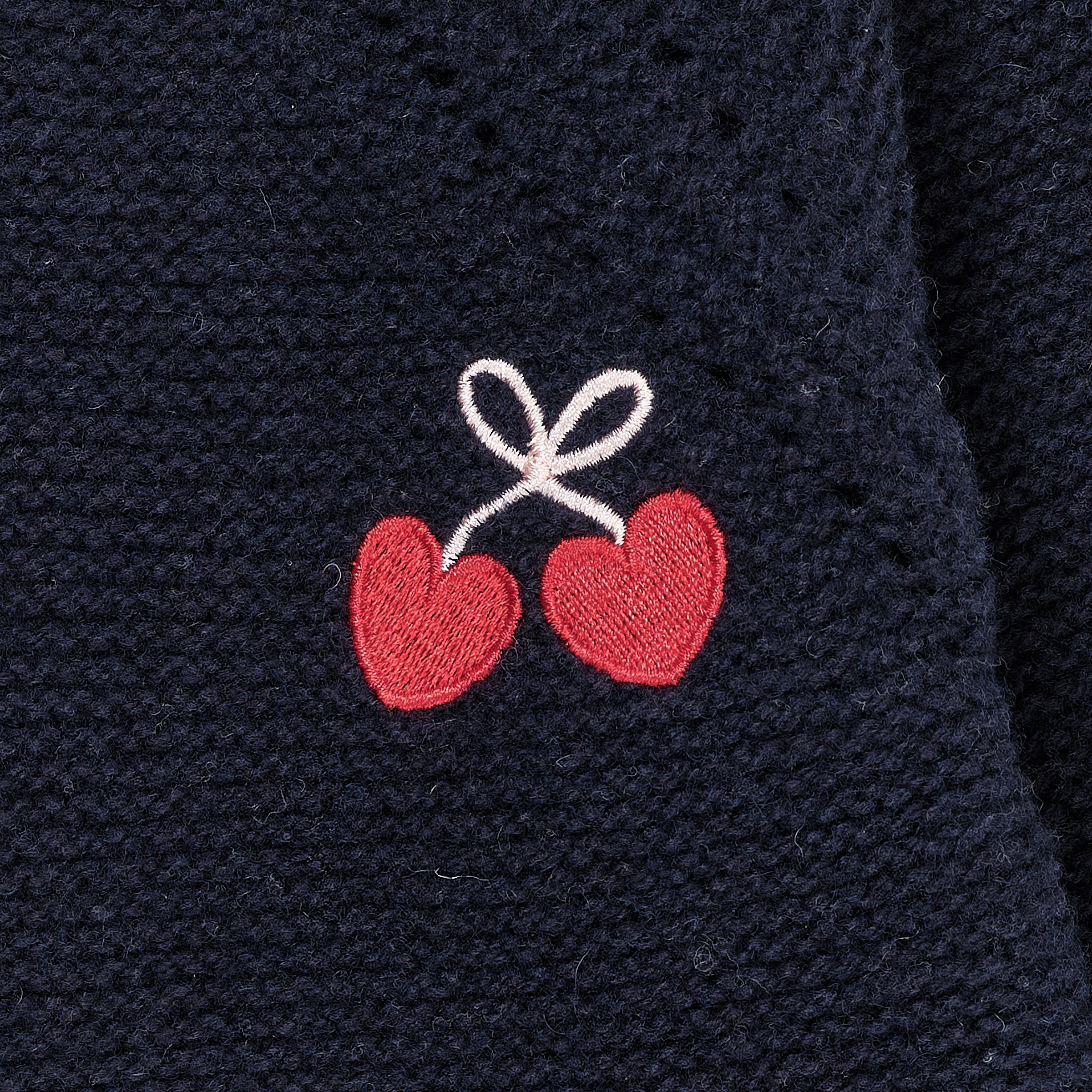 Copenhagen Colors Strik Bluse med flæse og sløjfer - Navy