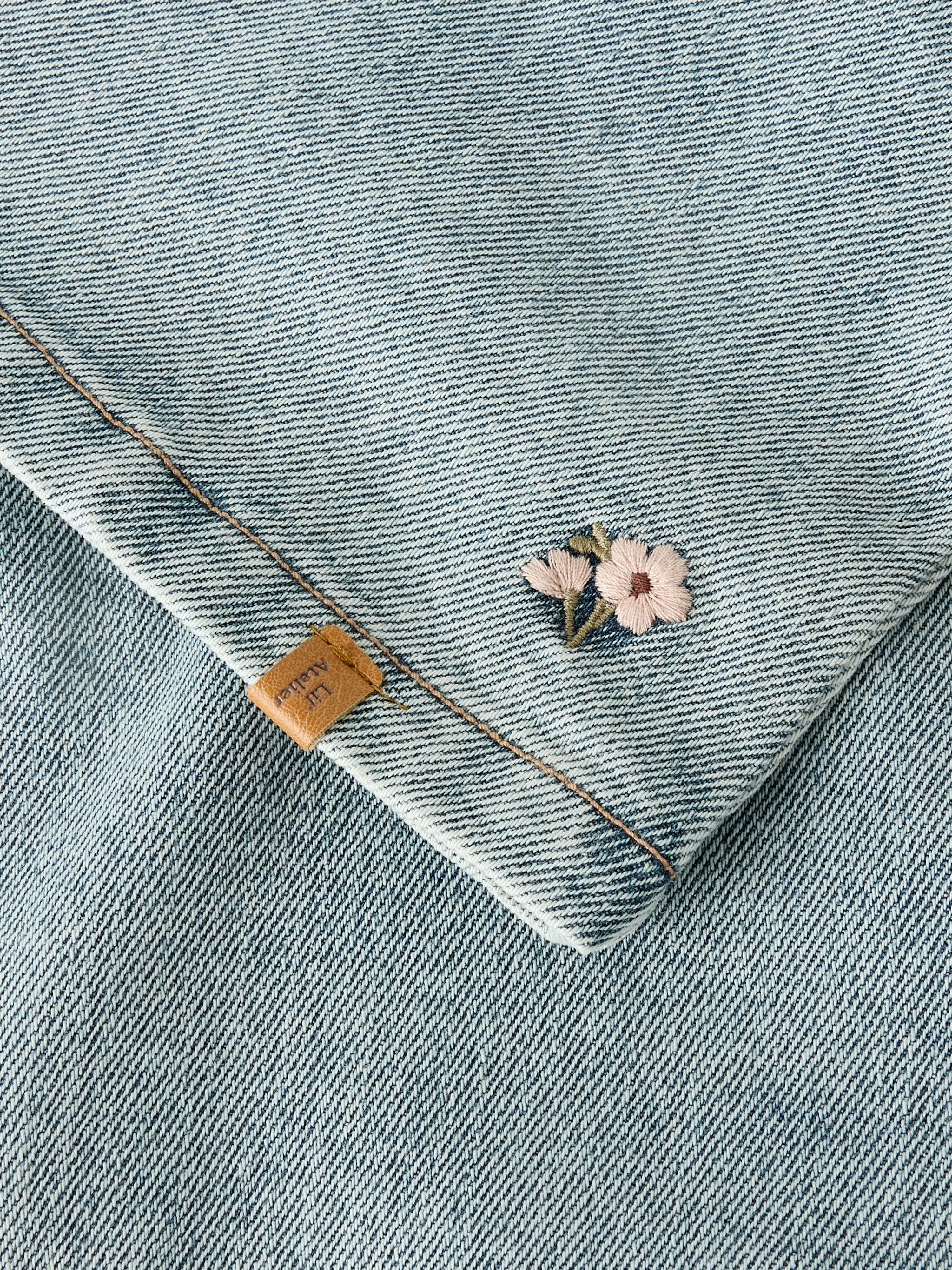 Lil Atelier Darlee Doa Denim Spencer - Medium Blue Denim/Flower