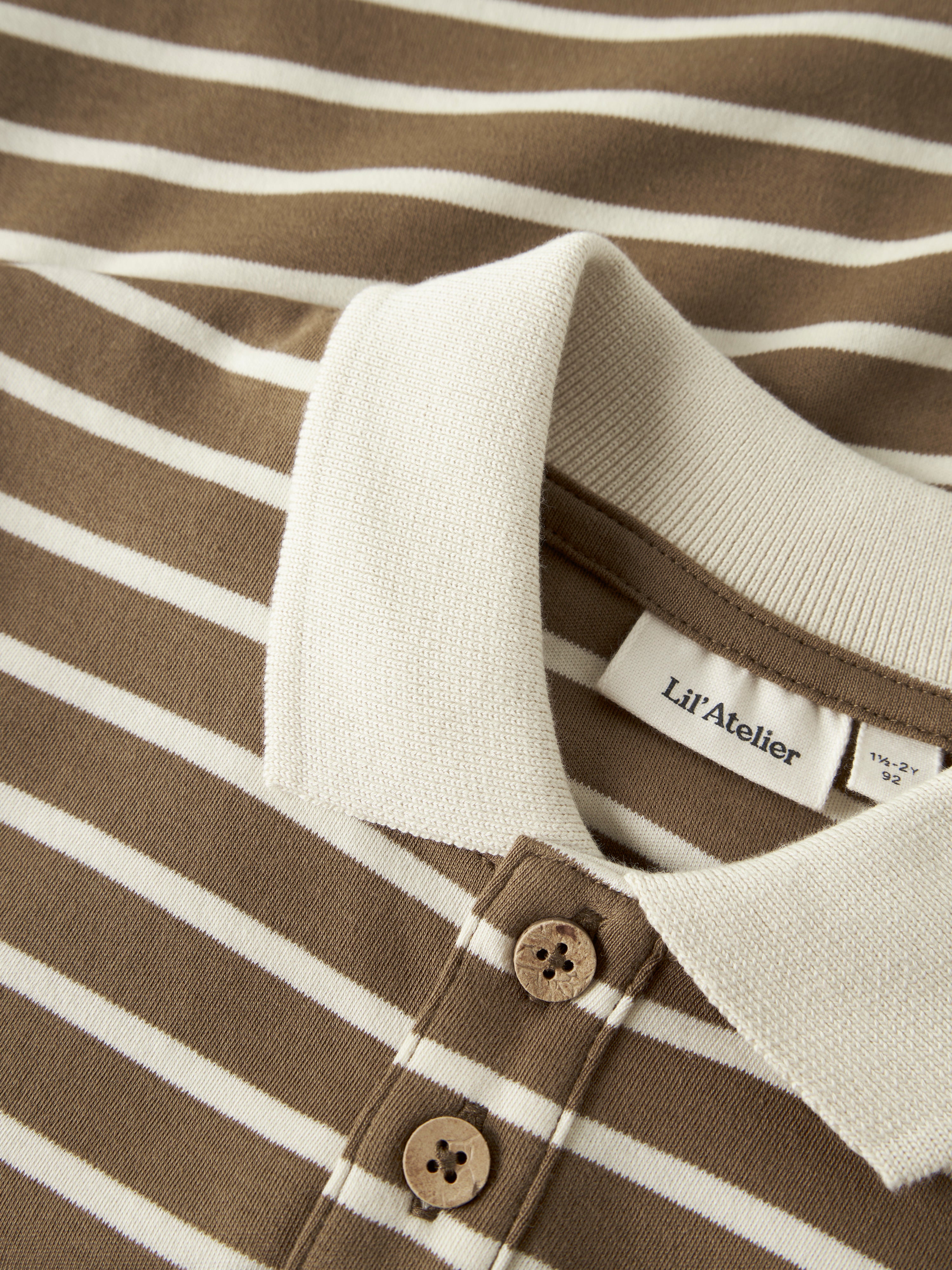 Lil Atelier Limia - LS Loose Polo Top - Kangaroo/Turtledove