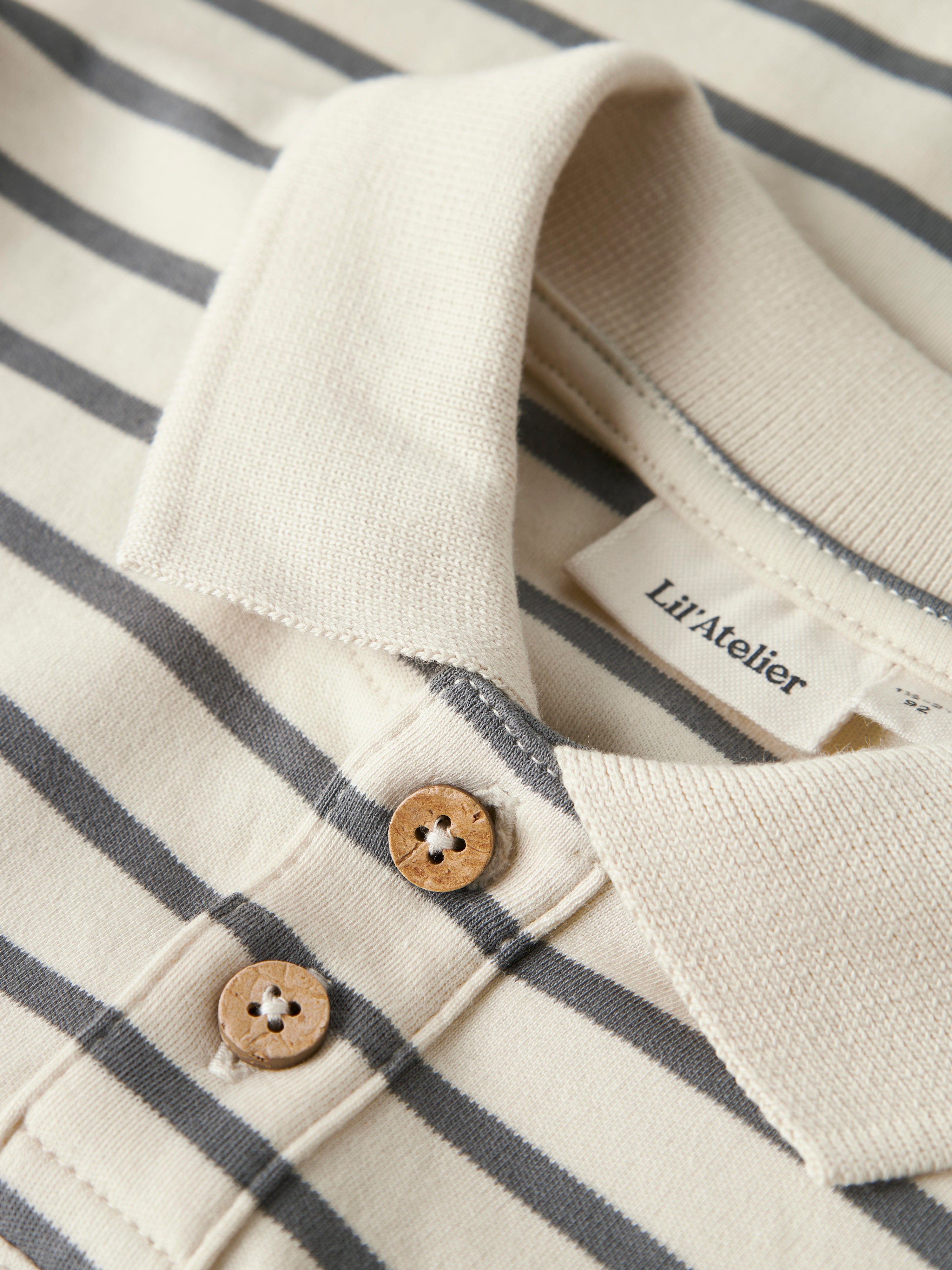 Lil Atelier Limia - LS Loose Polo Top - Turtledove/Poppy Sead