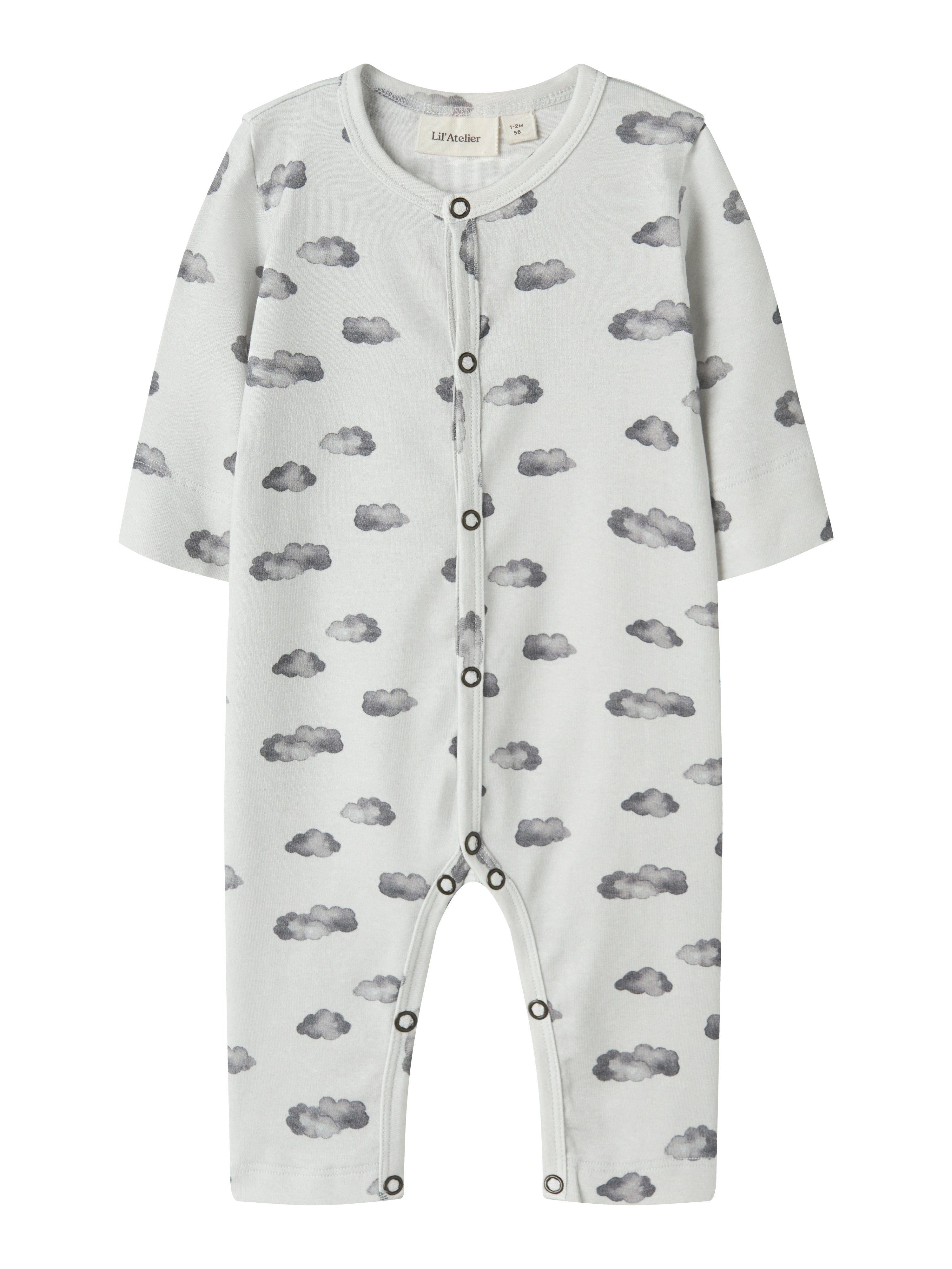 Lil Atelier Gio - LS Nightuit - Glacier Gray/Cloud
