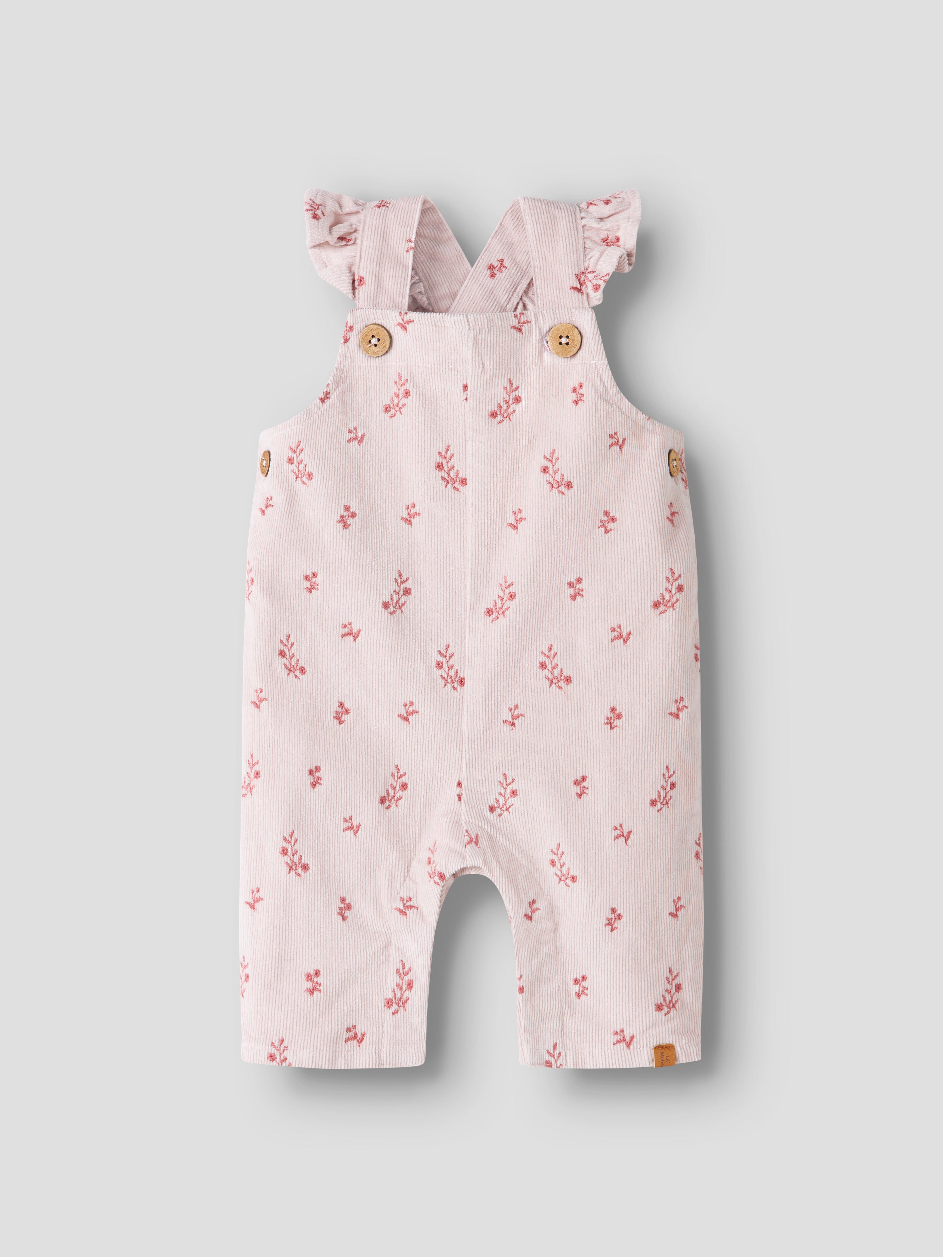 Lil Atelier Nelly - Cord Loose Overall - Hushed Violet / Flower Emb.