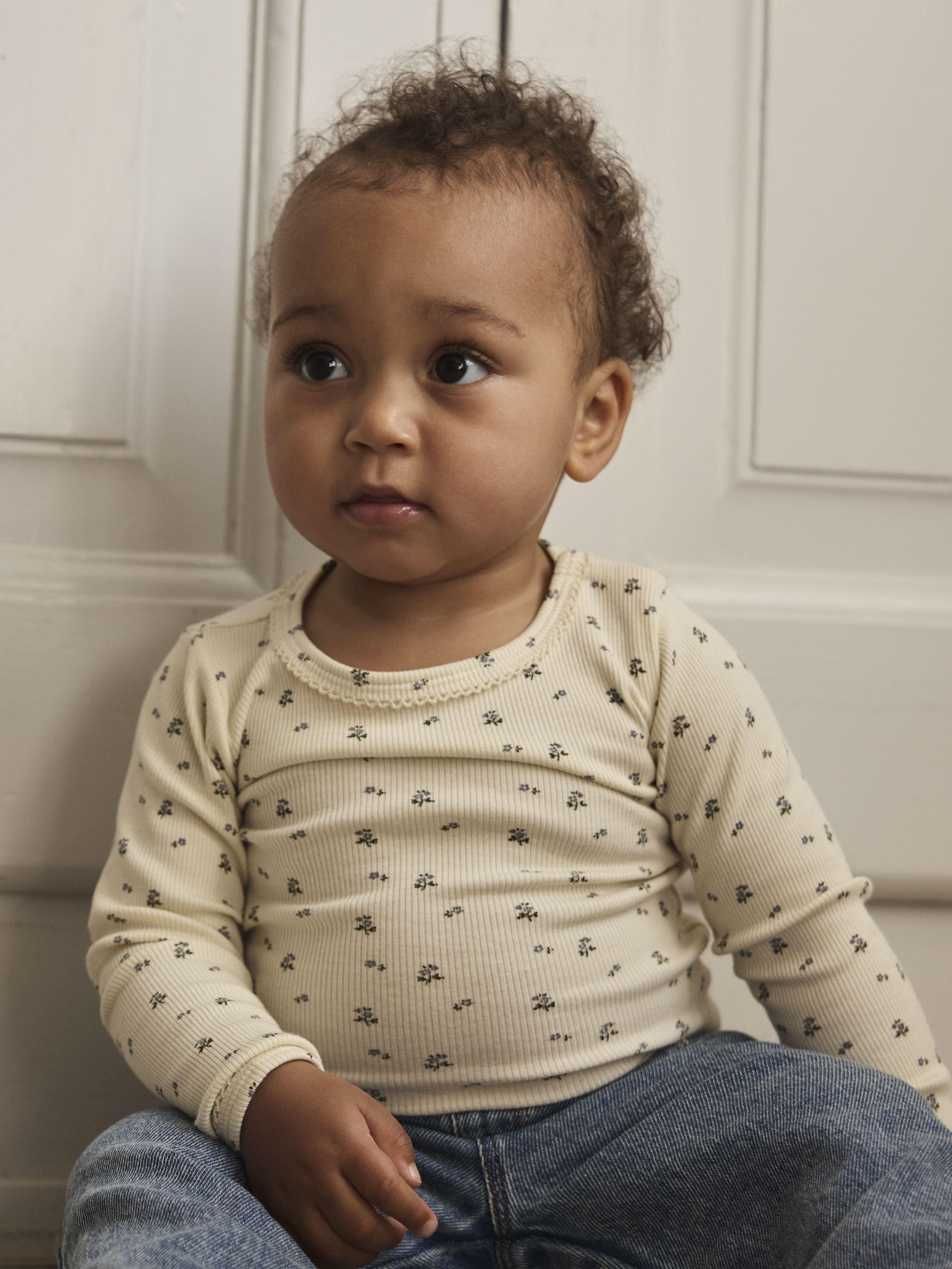 Lil Atelier Lago - Mau LS Slim Body - Turtledove/Blue Flower