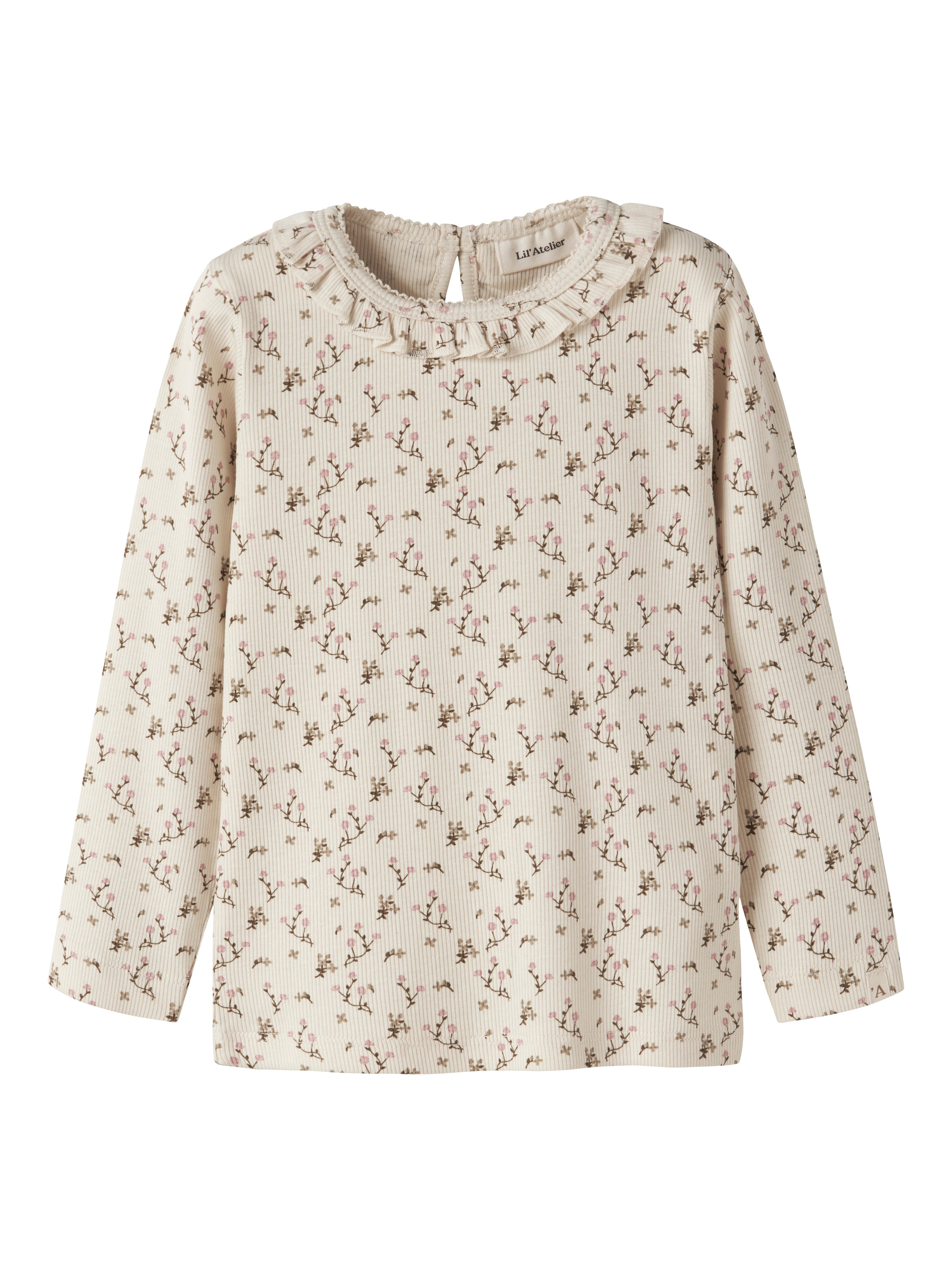 Lil Atelier Lago - Mai LS Slim Top - Turtledove/Rose Flower