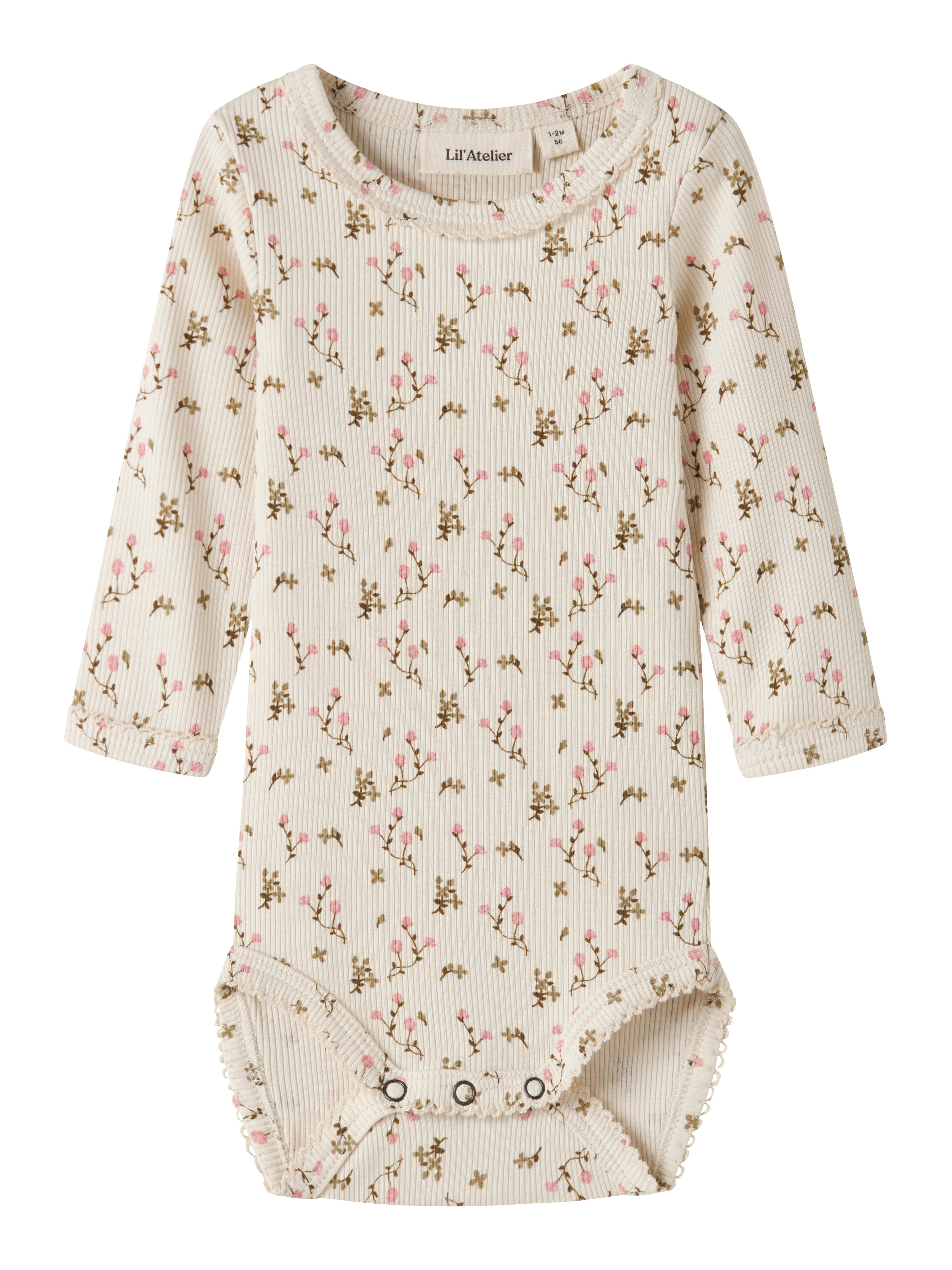 Lil Atelier Lago - Mau LS Slim Body - Turtledove/Rose Flower