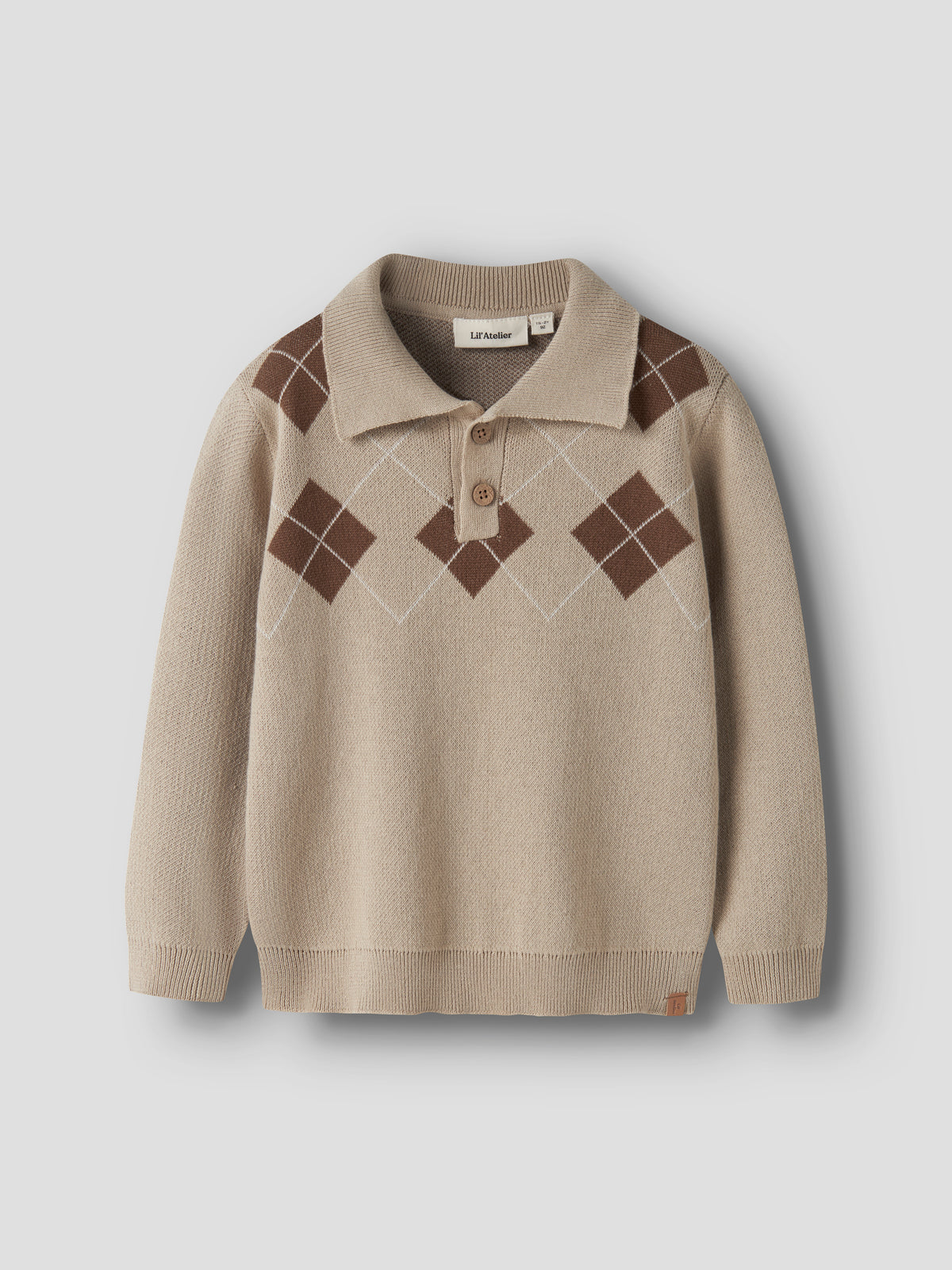 Lil Atelier Ronan - LS Knit Polo - White Pepper