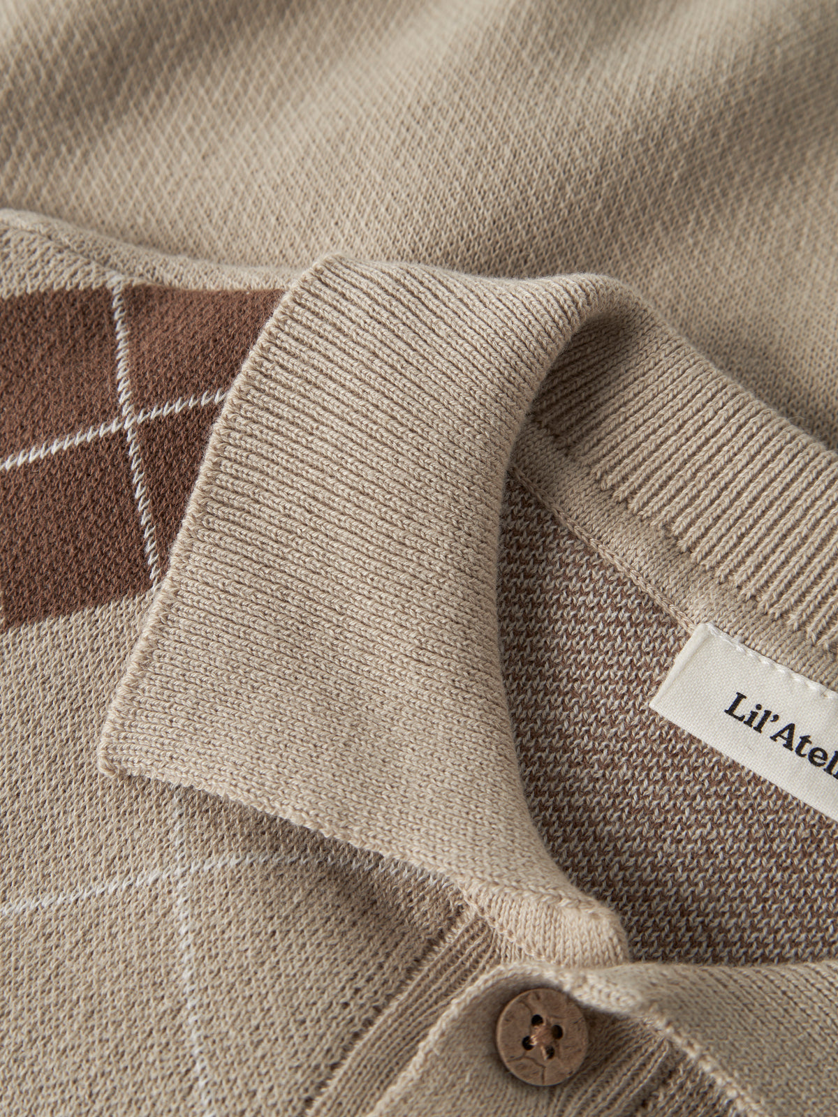 Lil Atelier Ronan - LS Knit Polo - White Pepper