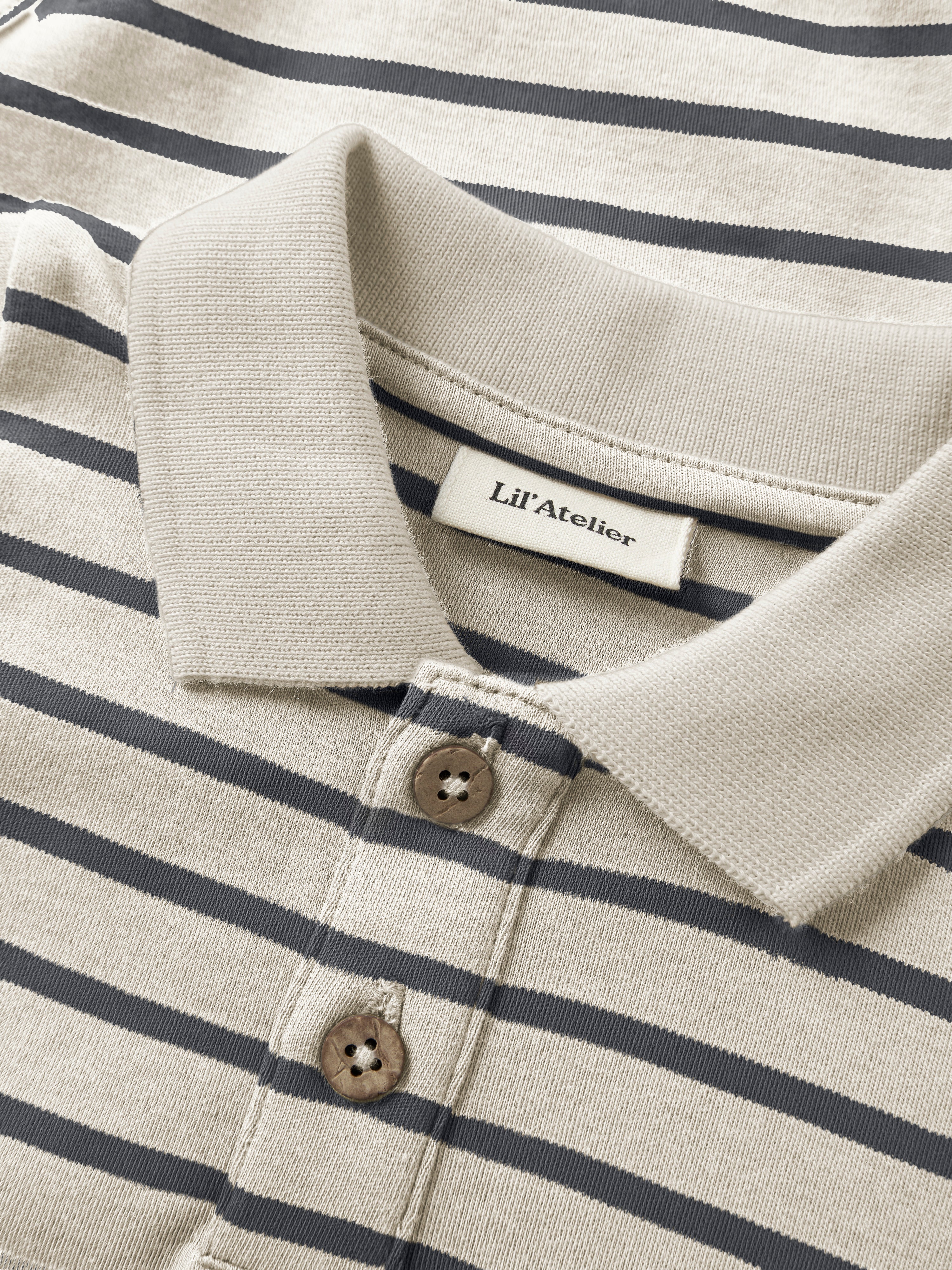 Lil Atelier Limia - LS Polo Body - Turtledove/Poppy Seed