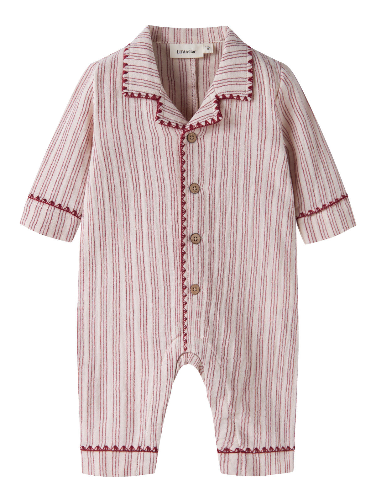 Lil Atelier Sage - Nun Loose Night Suit - Turtledove / Biking Red