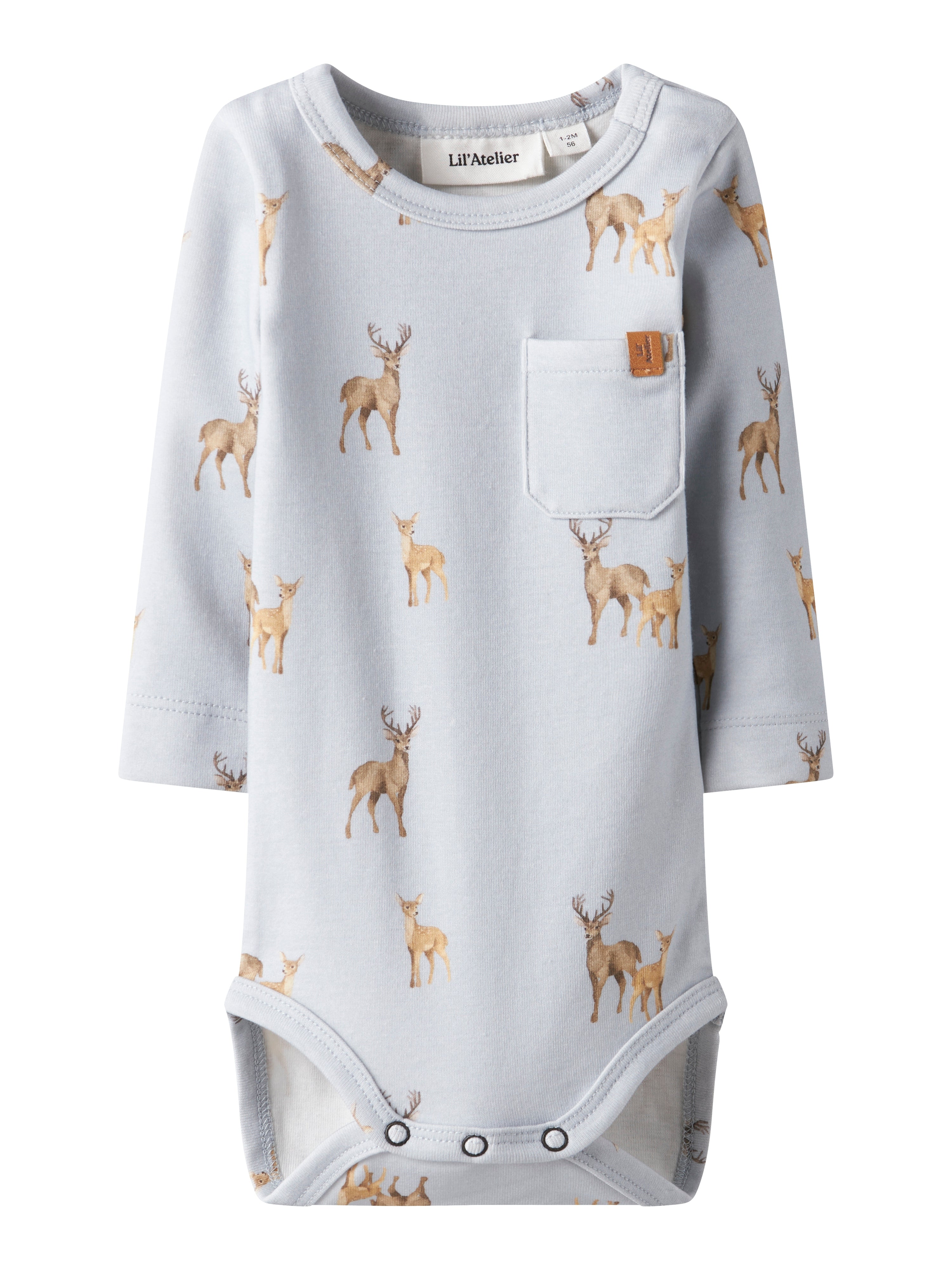 Lil Atelier Layo Geo LS Slim Body - Gray Dawn/Deer