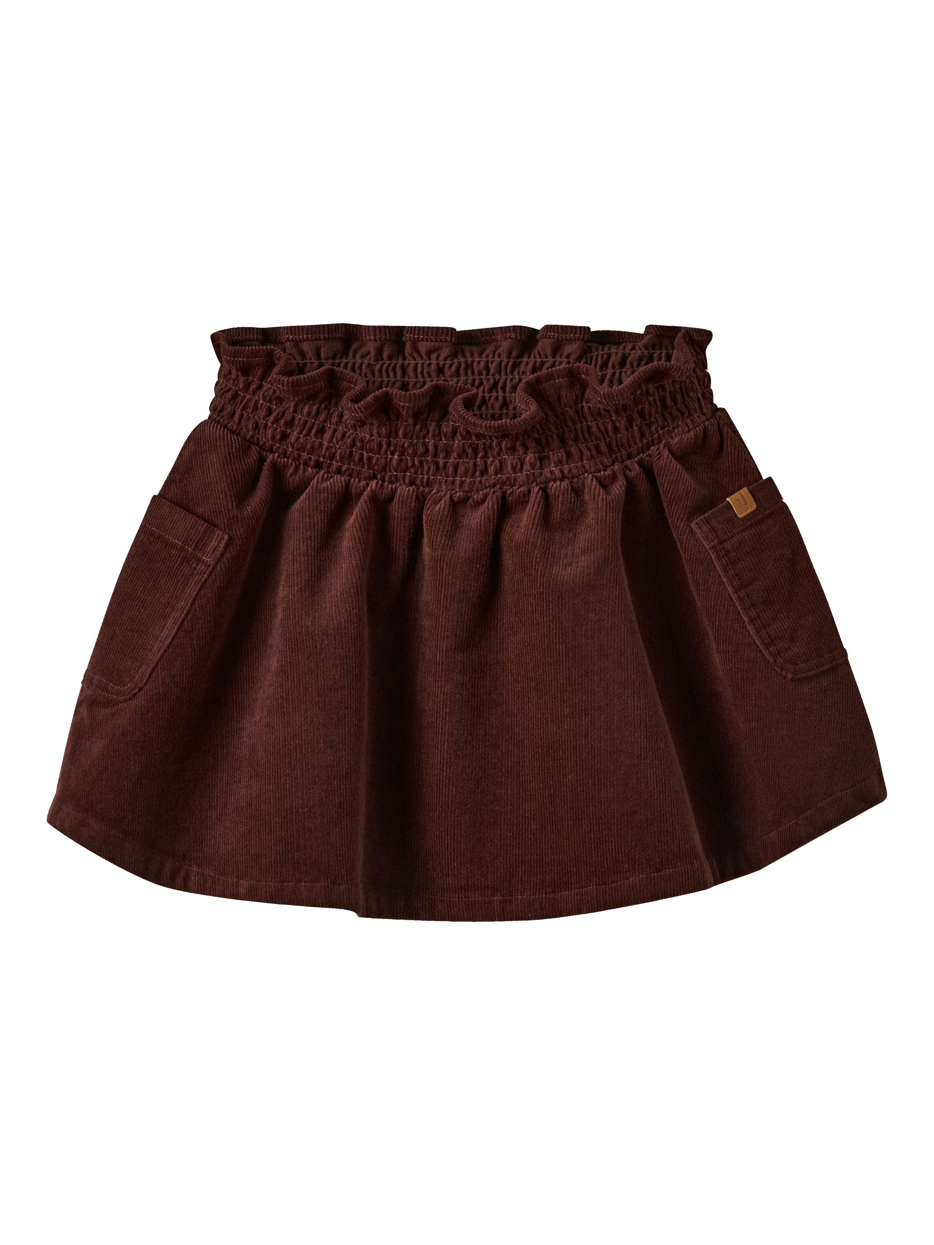 Lil Atelier Obert Cord Skirt - Hot Chocolate