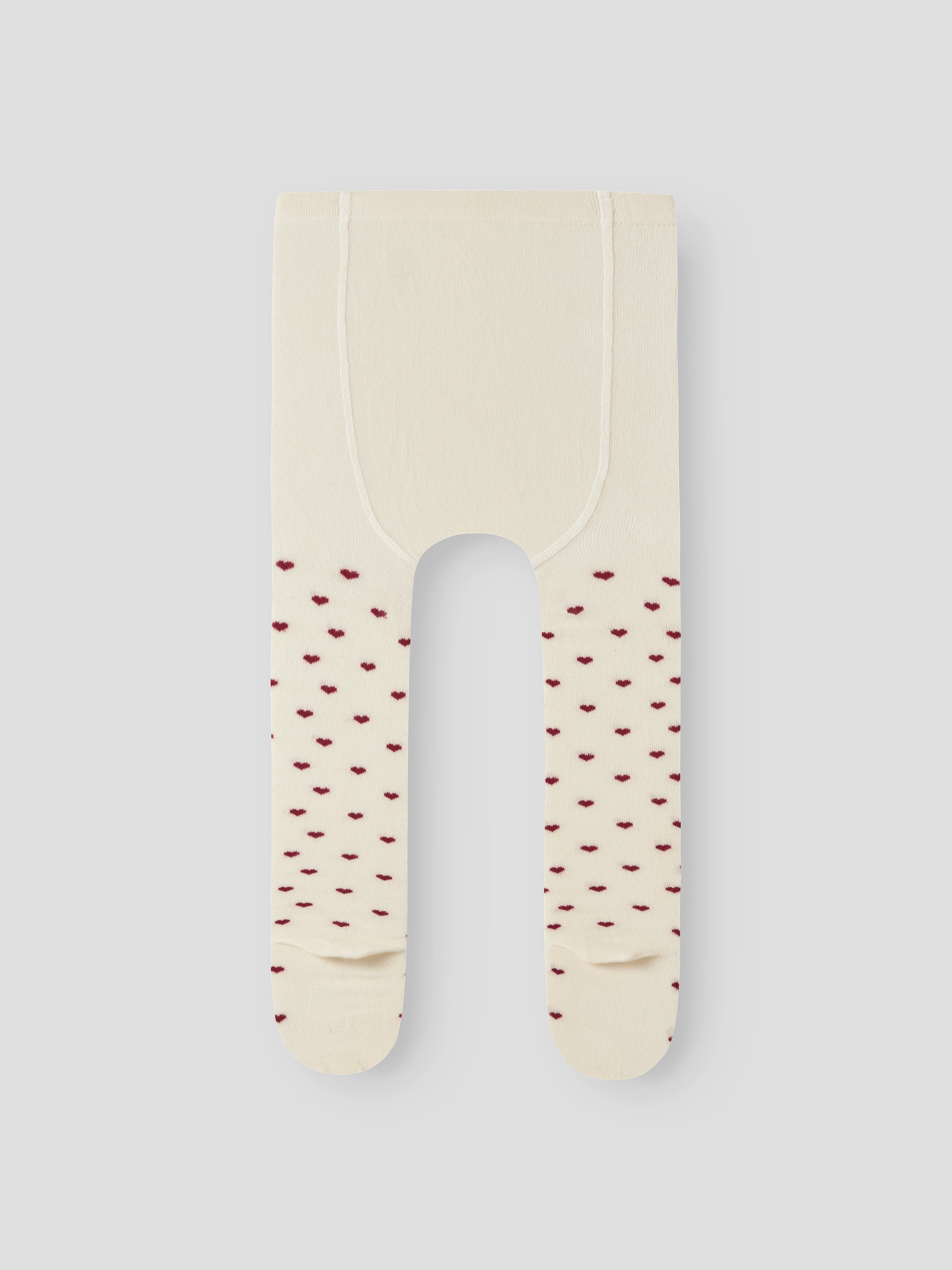 Lil Atelier Reba Len Strømpebukser - Turtledove/Red Hearts