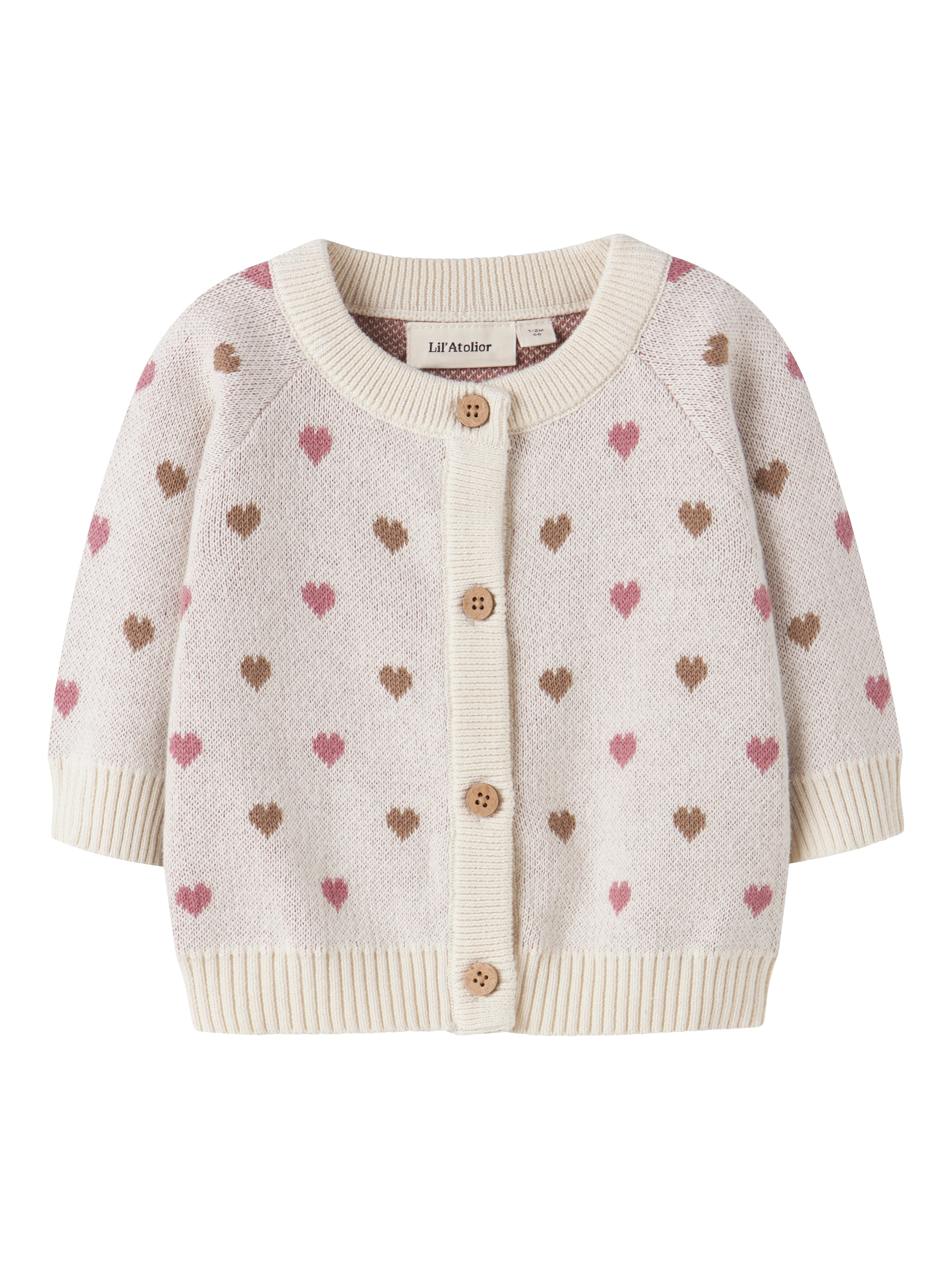 Lil Atelier Saran LS Knit Cardigan Heart - Turtledove