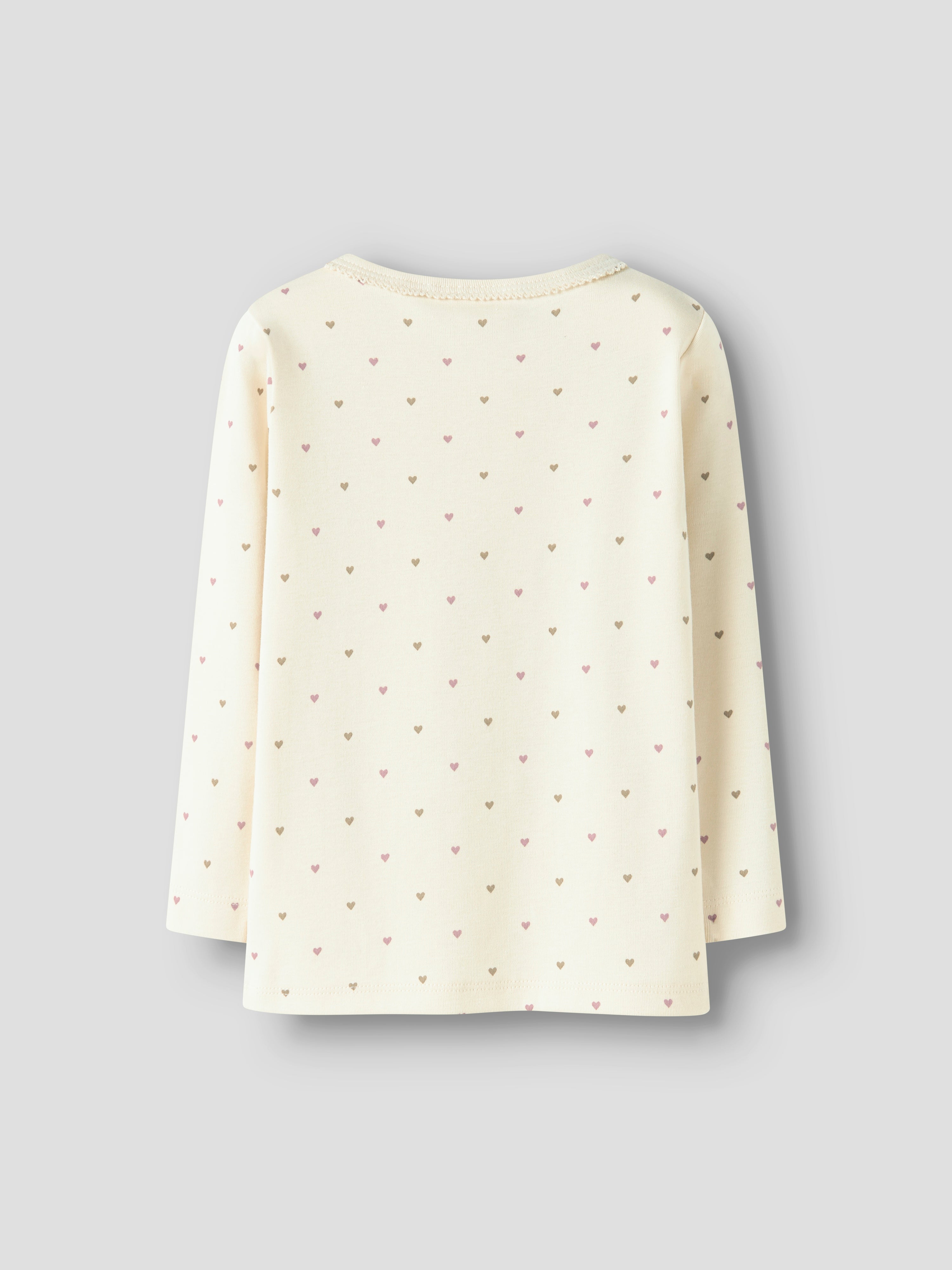 Lil Atelier Lalo Tig LS Slim Top - Turtledove/Heart