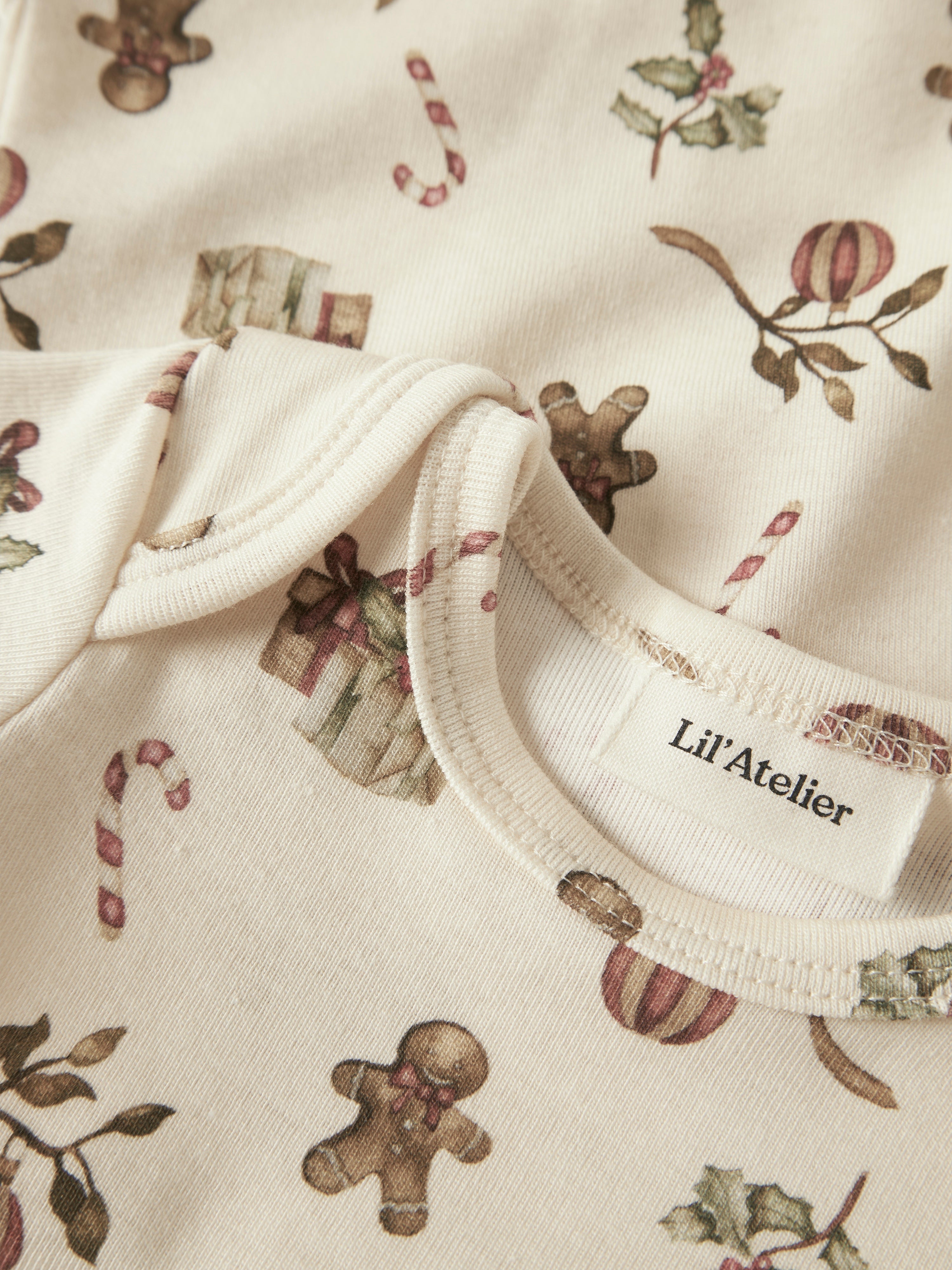 Lil Atelier Layo Gis LS Slim Body - Turtledove/Christmas