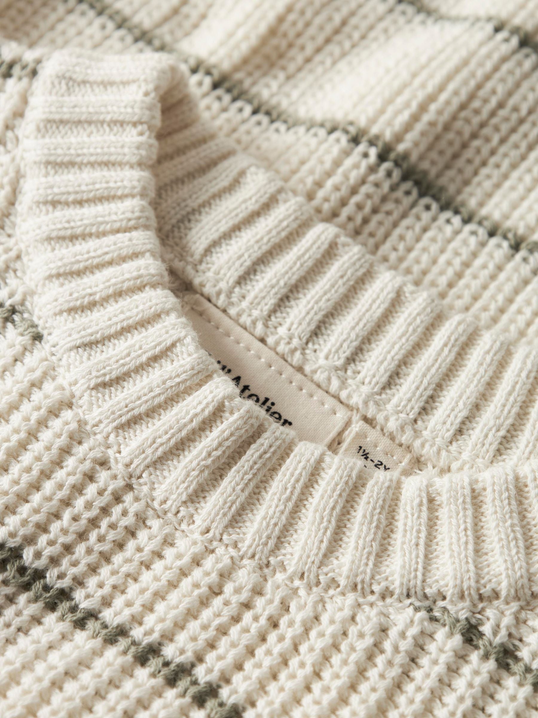 Lil Atelier Emlen LS Knit Stripes - Coconut Milk/Stripes
