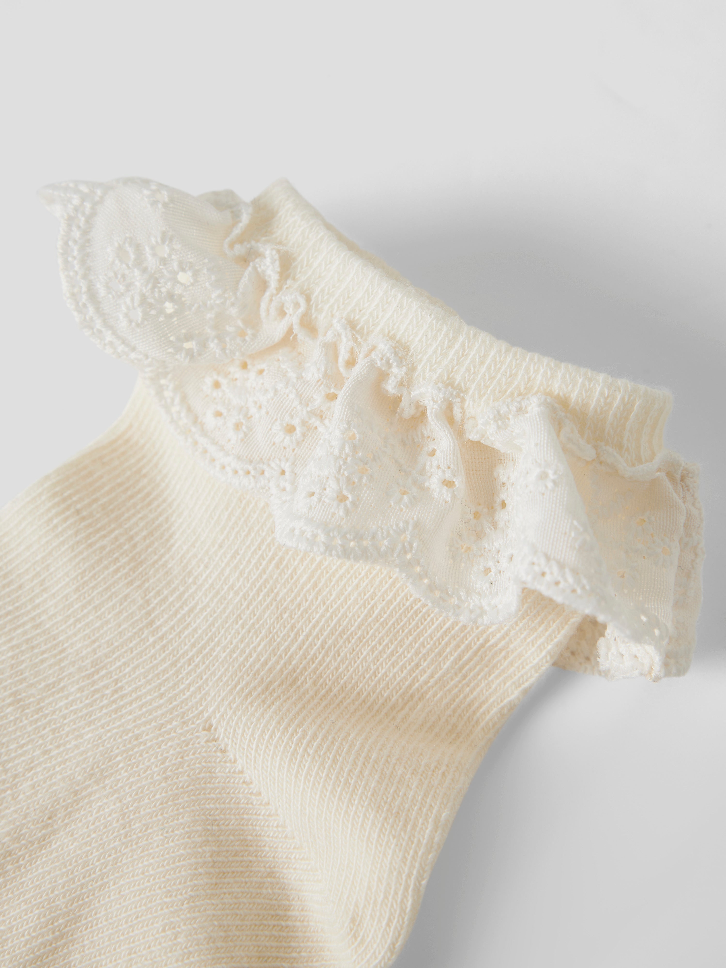 Lil Atelier Dertrud - Strømpe med Blondekant - Turtledove