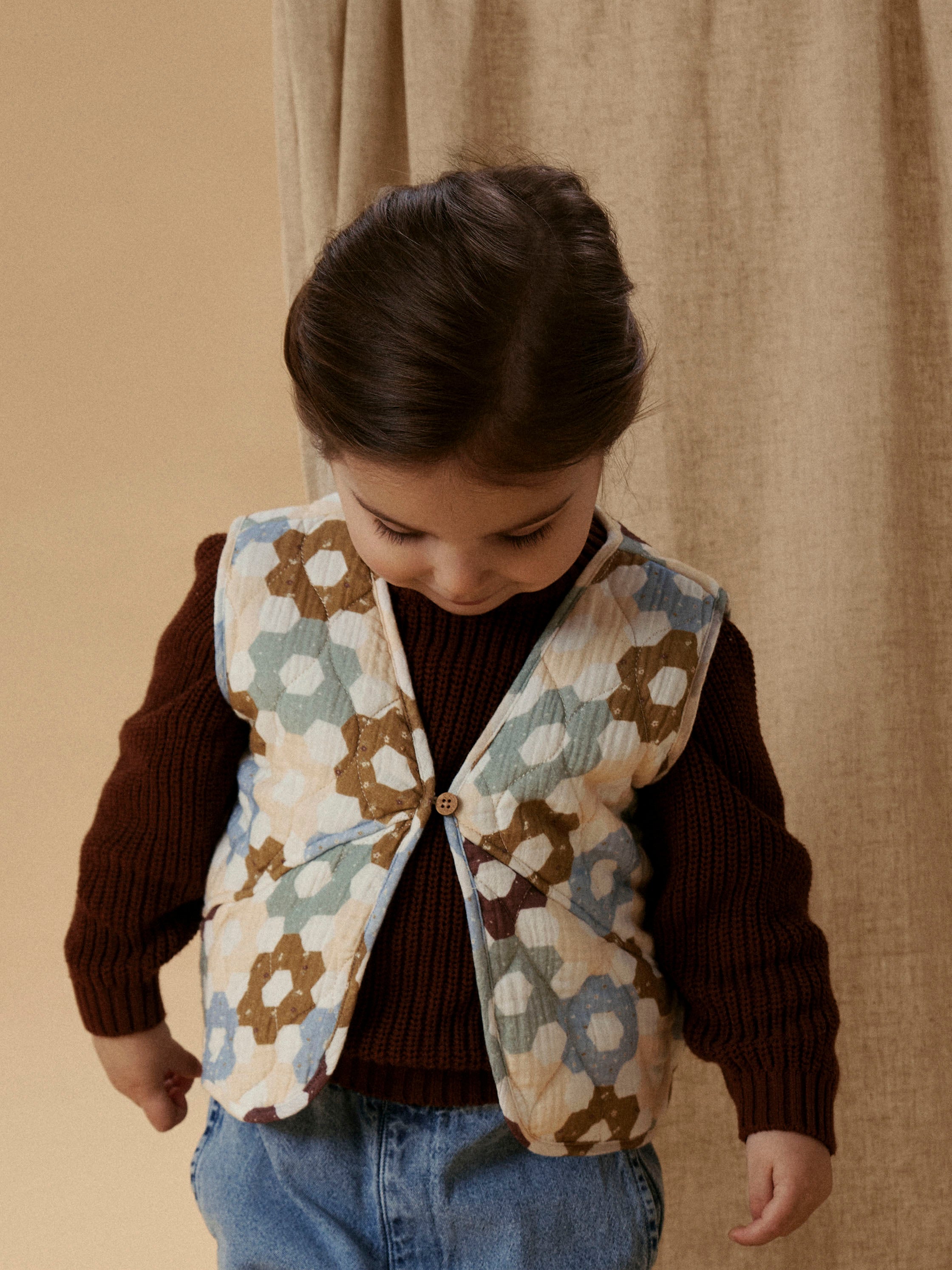 Lil Atelier Talia Quilt Vest - Coconut Milk