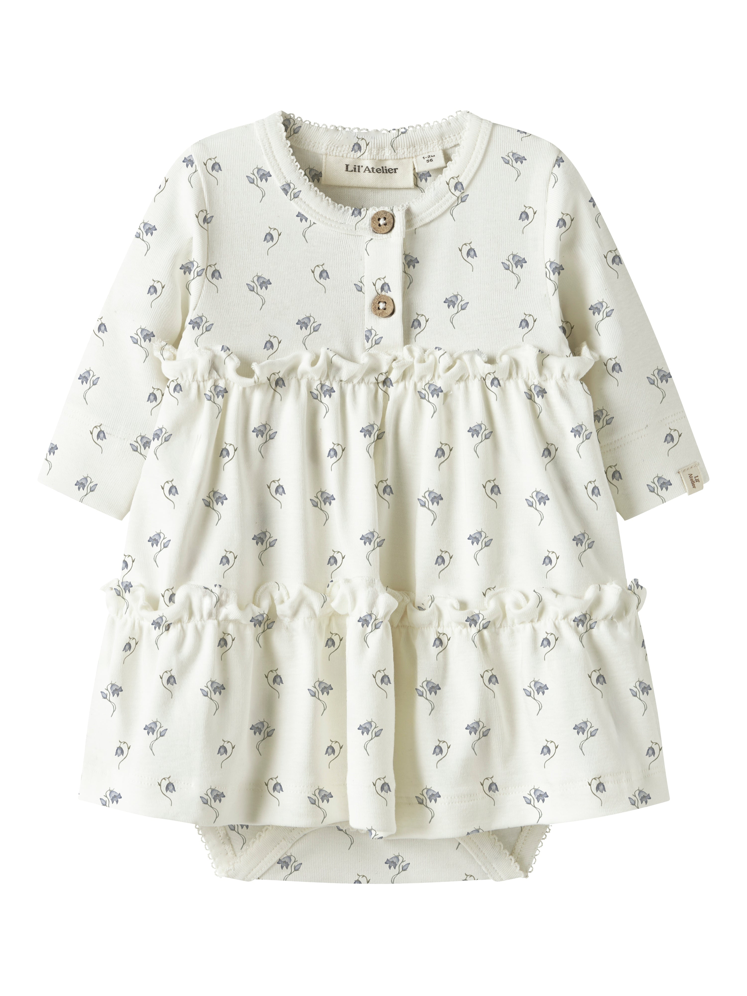 Lil Atelier Gayo Sum LS Body Dress - Coconut Milk/Bell Flower