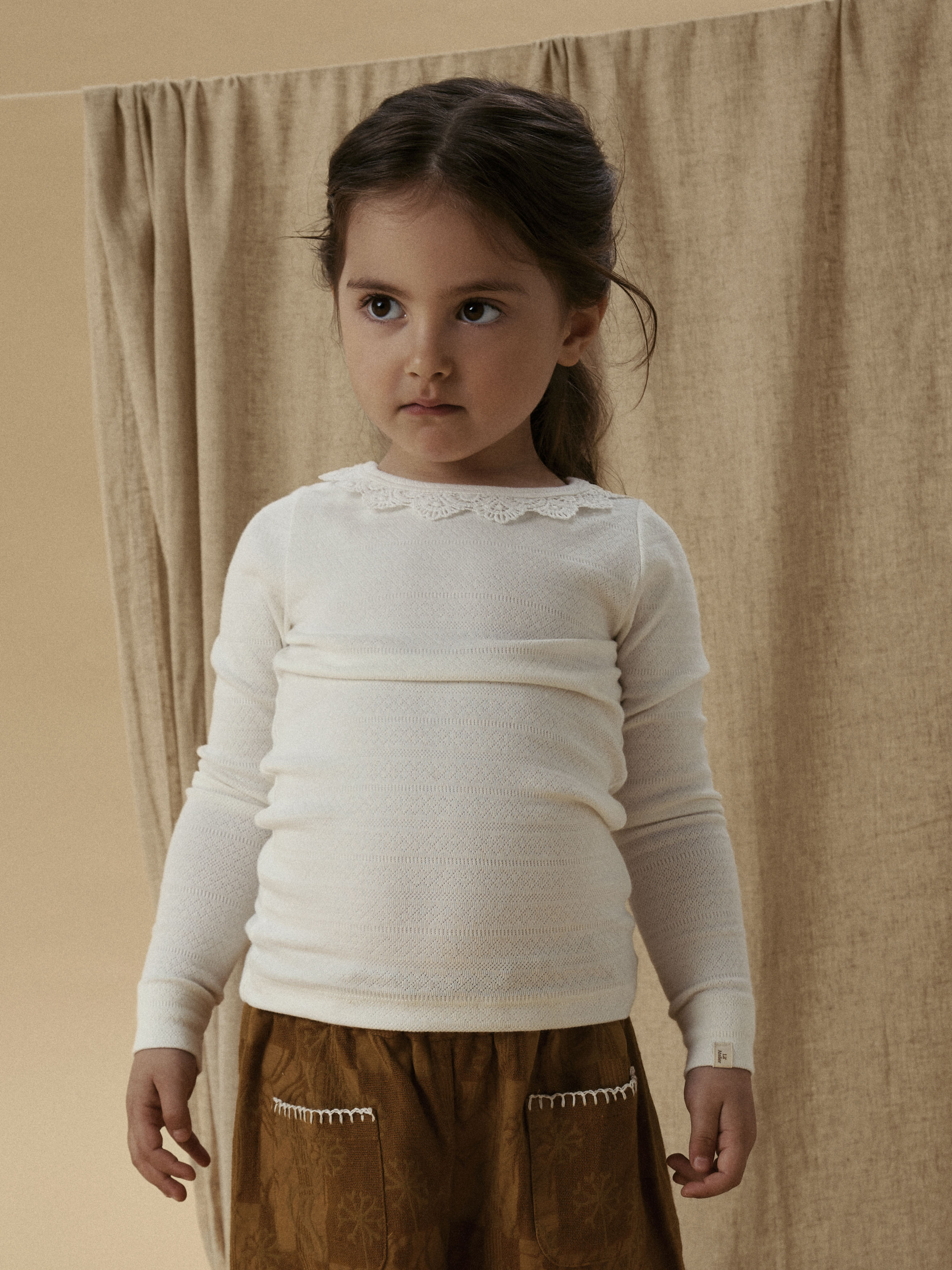 Lil Atelier Tapia LS Slim Top - Coconut Milk