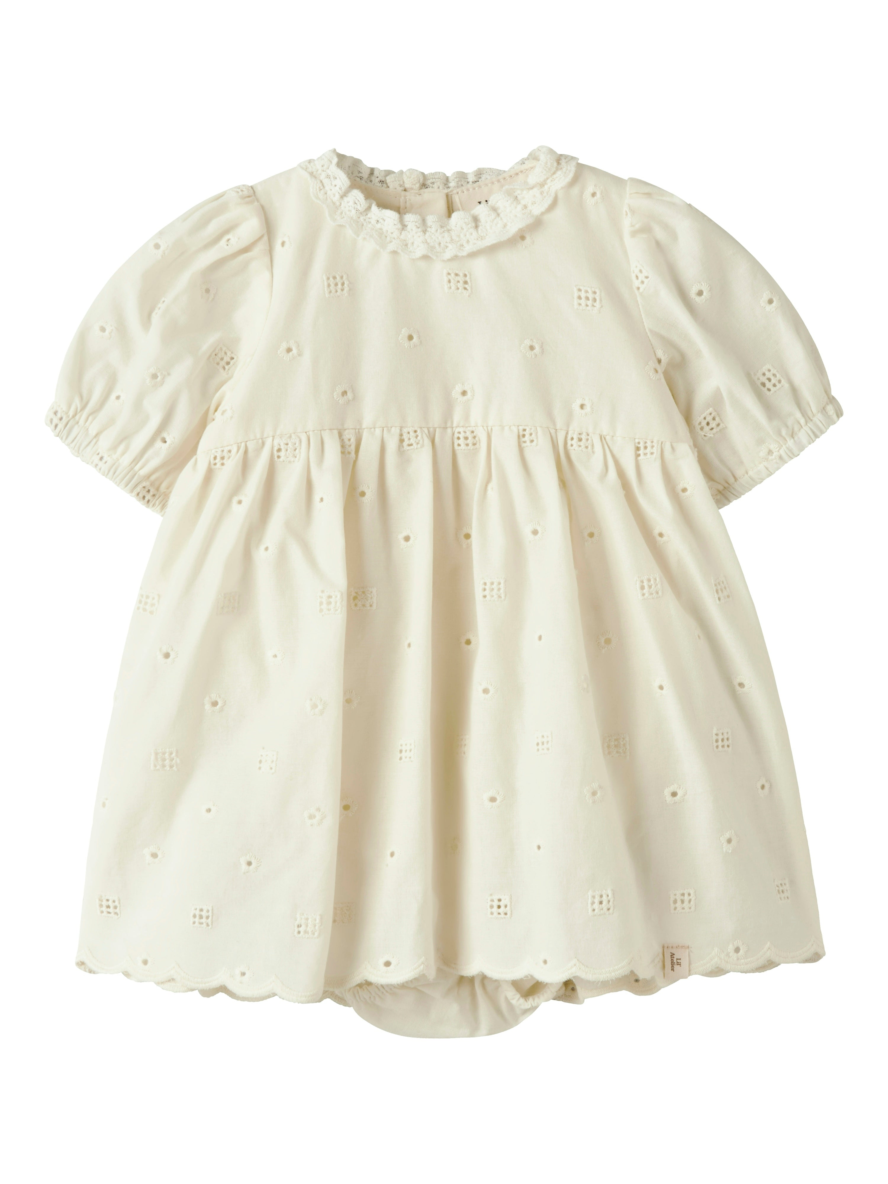 Lil Atelier Flores SS Body Dress - Coconut Milk