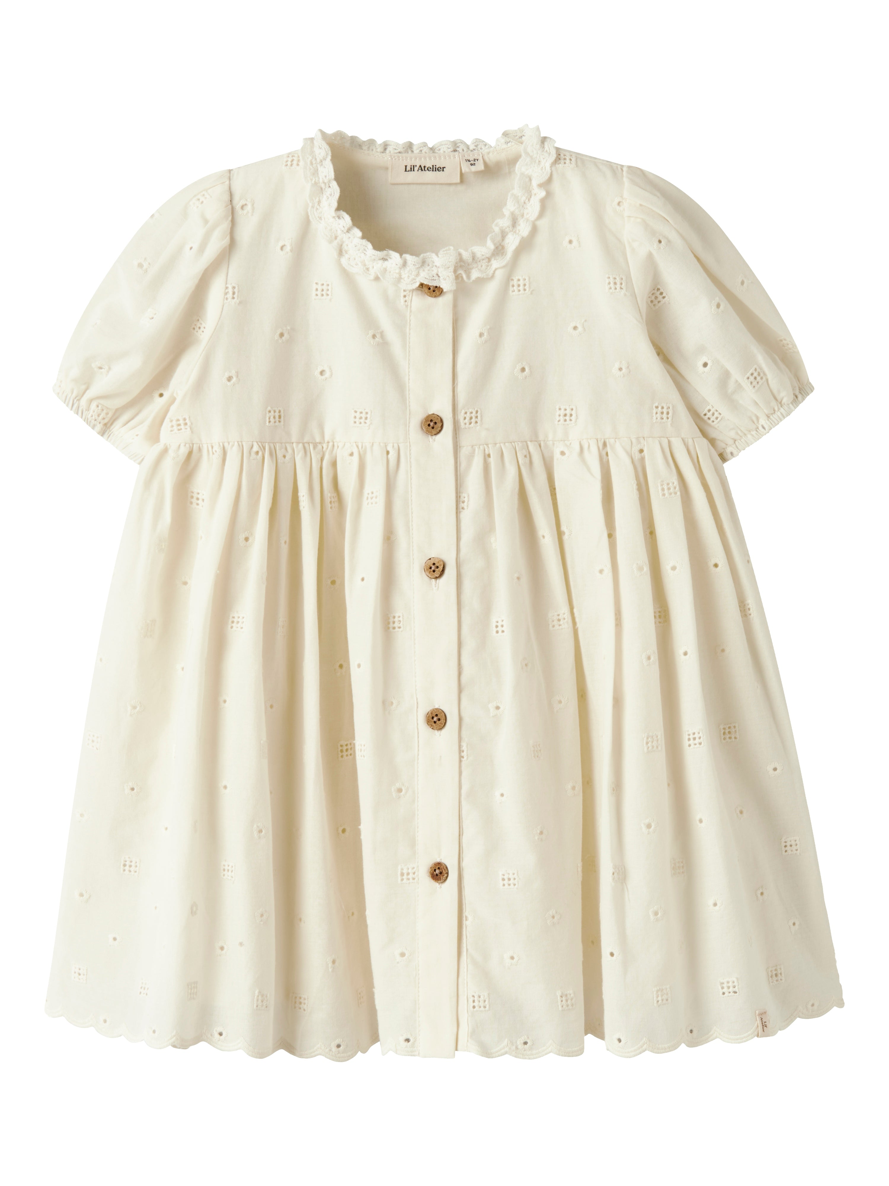Lil Atelier Flores SS Dress - Coconut Milk