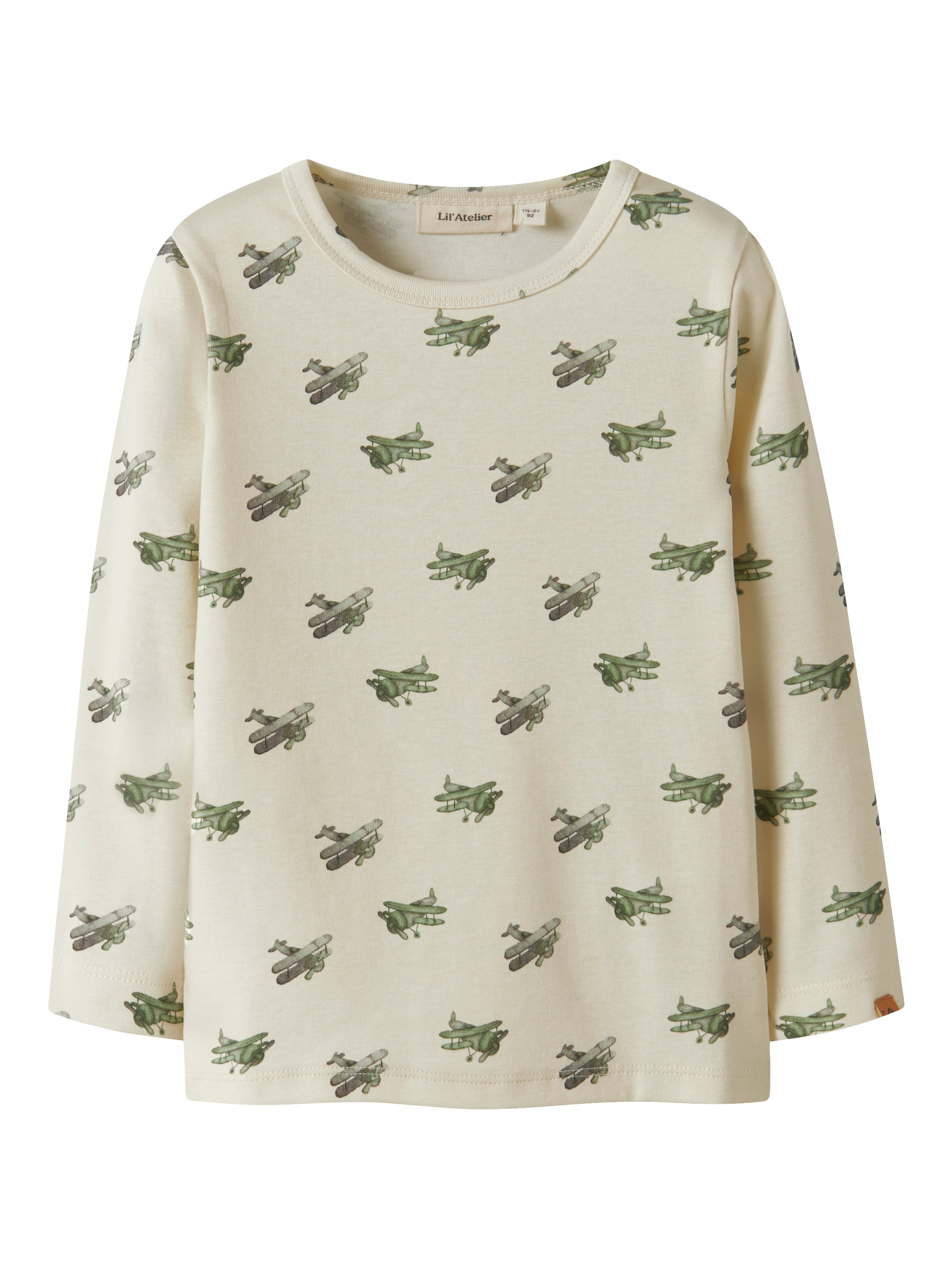 Lil Atelier Layo Geu LS Slim Top - Coconut Milk/Airplane