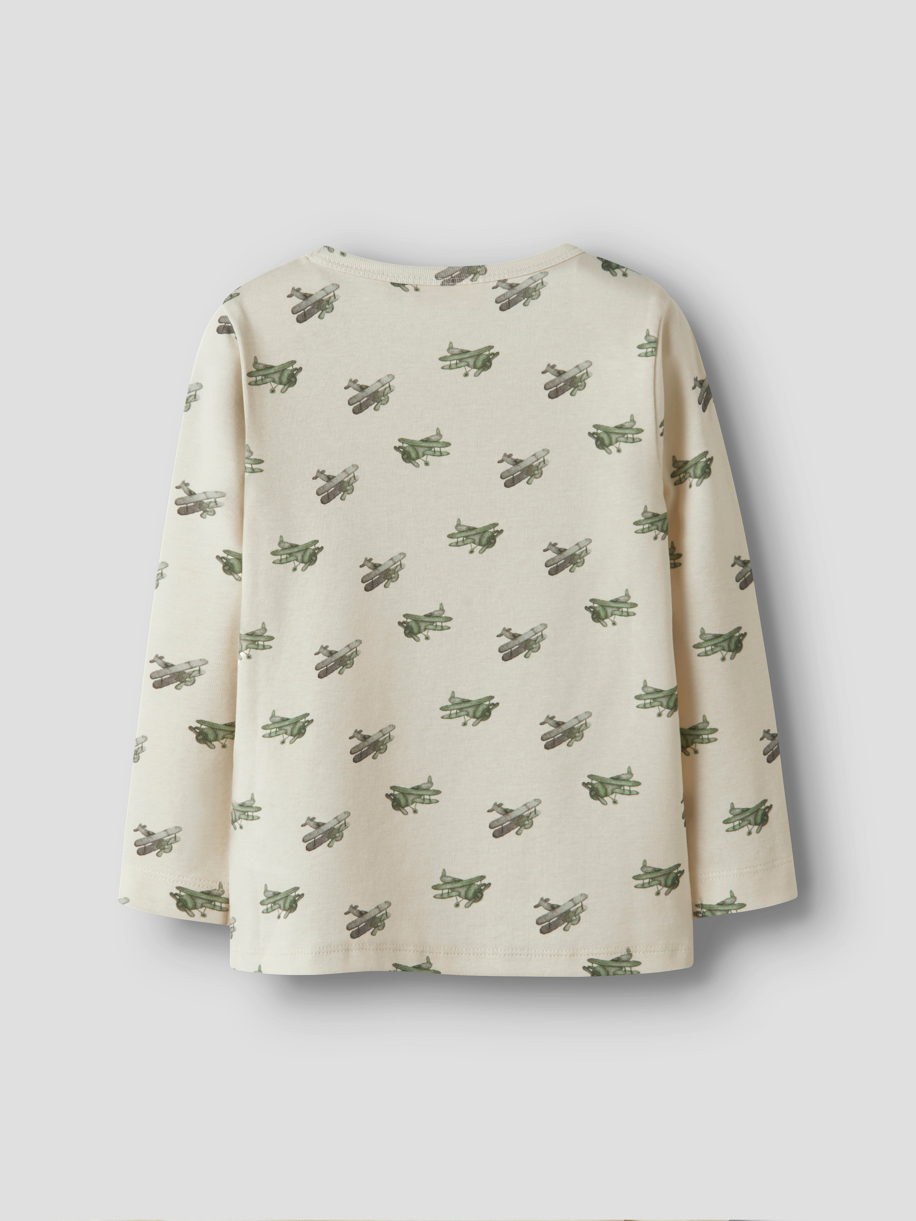 Lil Atelier Layo Geu LS Slim Top - Coconut Milk/Airplane