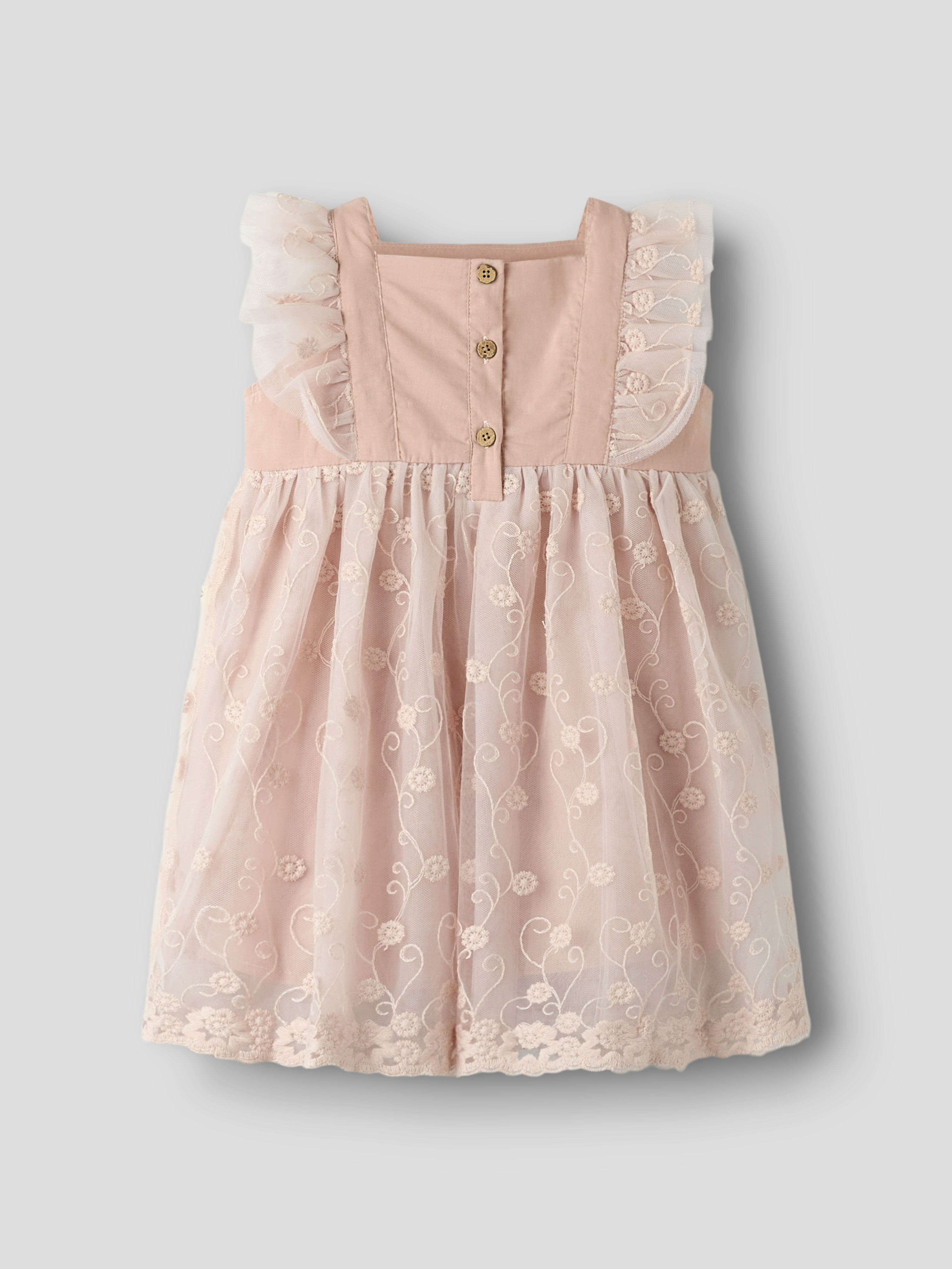 Lil Atelier Feya Tulle Dress - Peach Whip