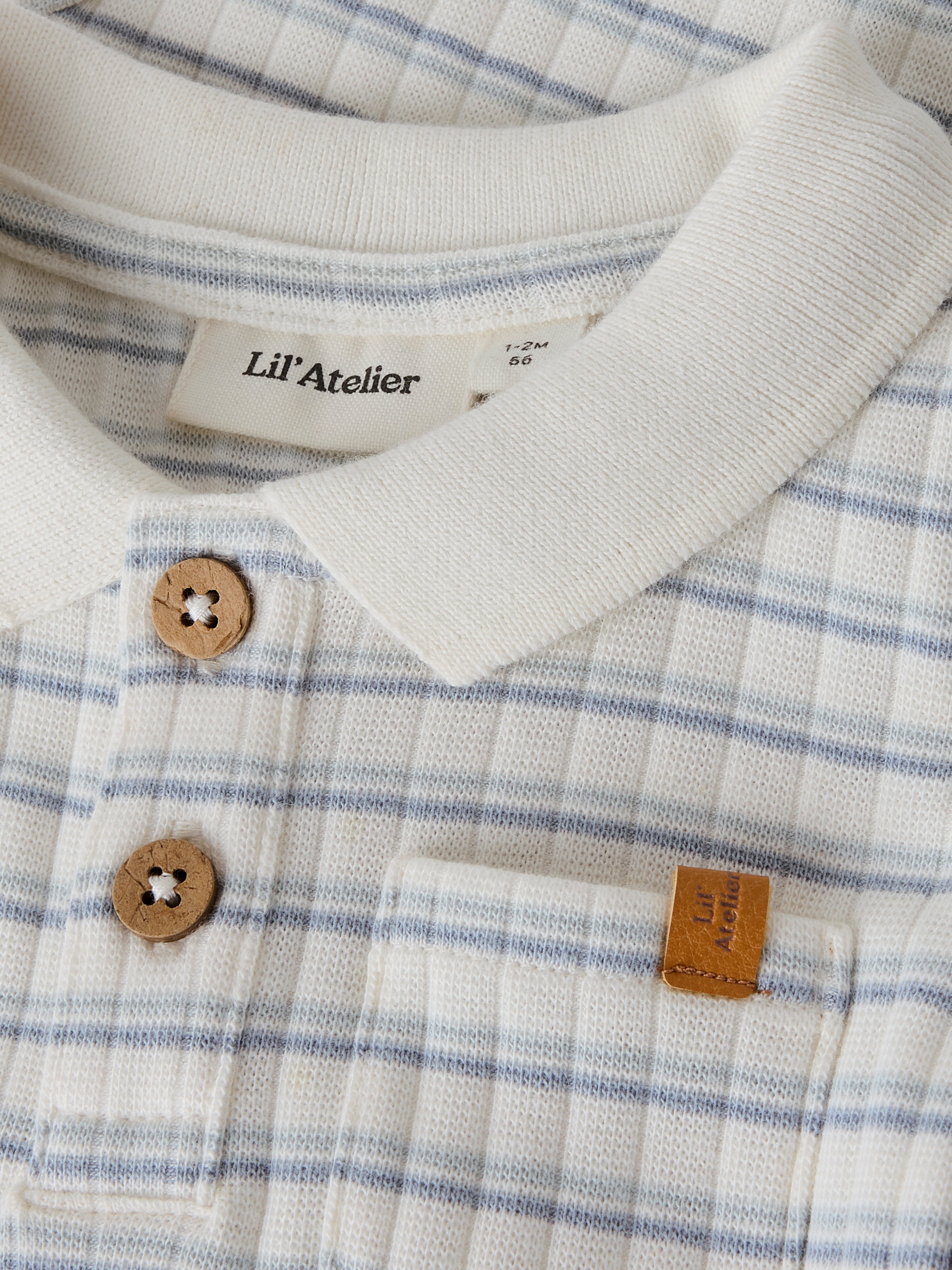 Lil Atelier Haldur SS Slim Body - Coconut Milk/Dusty Blue