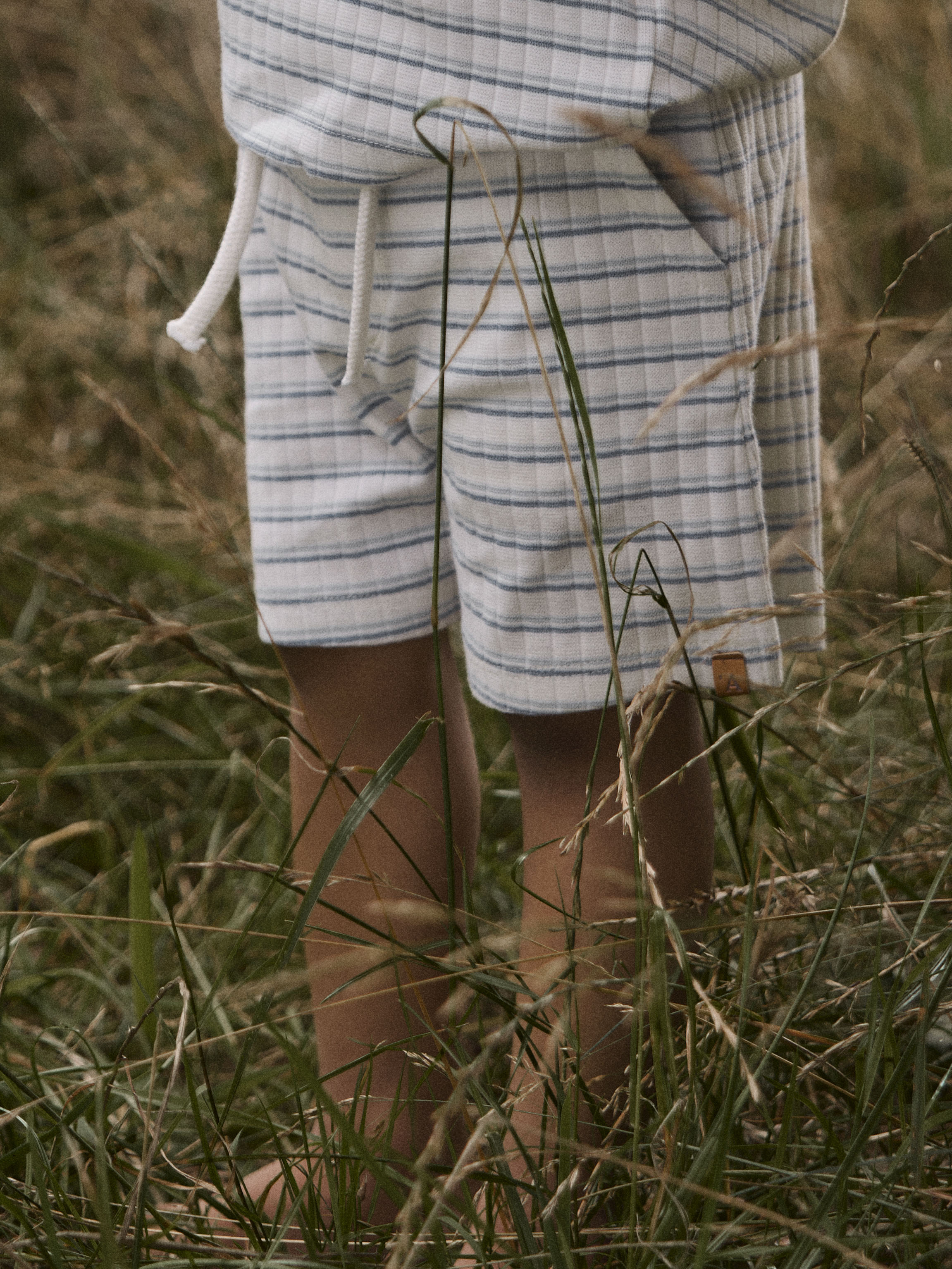 Lil Atelier Haldur Loose Shorts - Coconut Milk/Dusty Blue