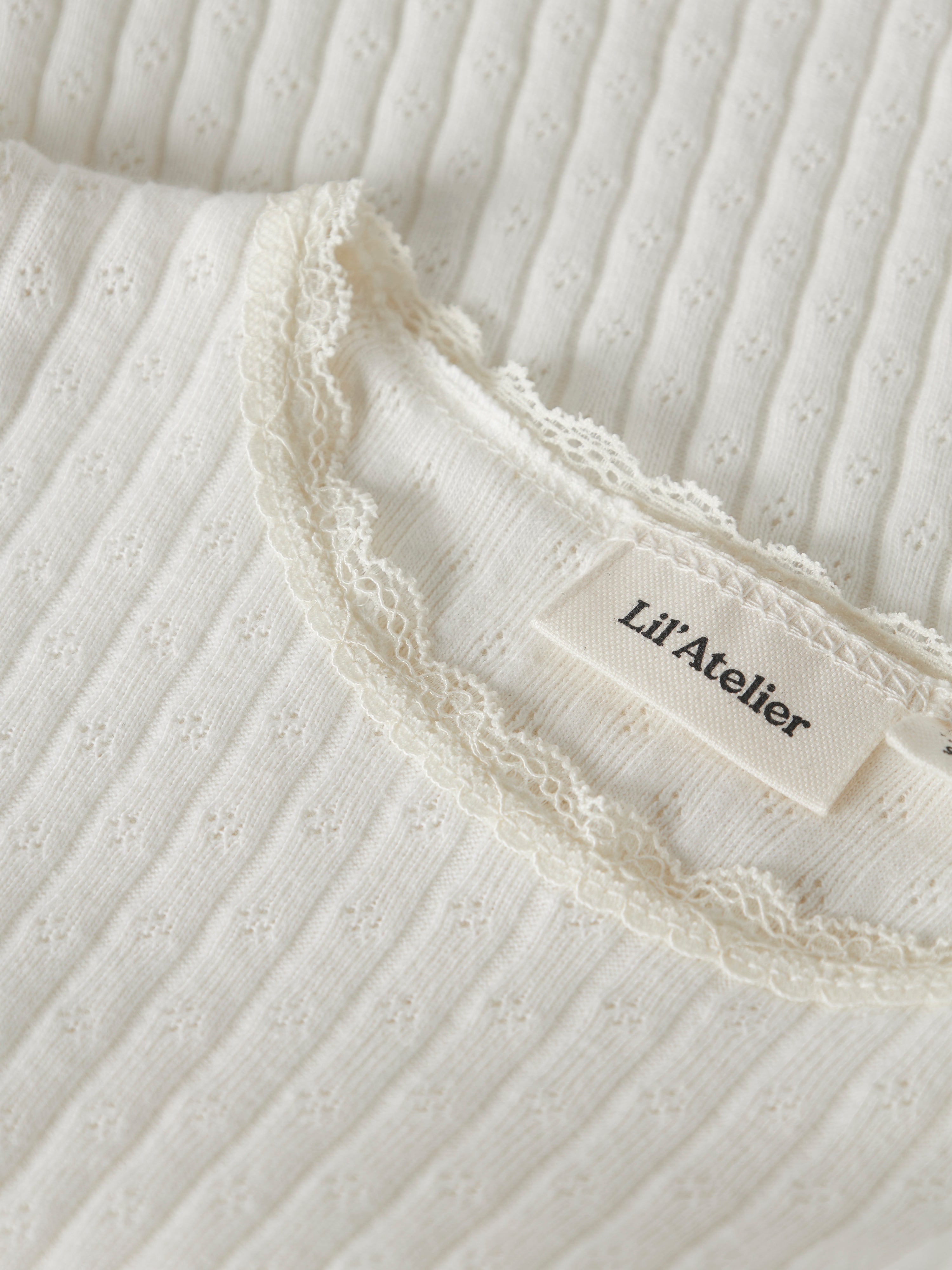 Lil Atelier Haldis SS Slim Top - Coconut Milk